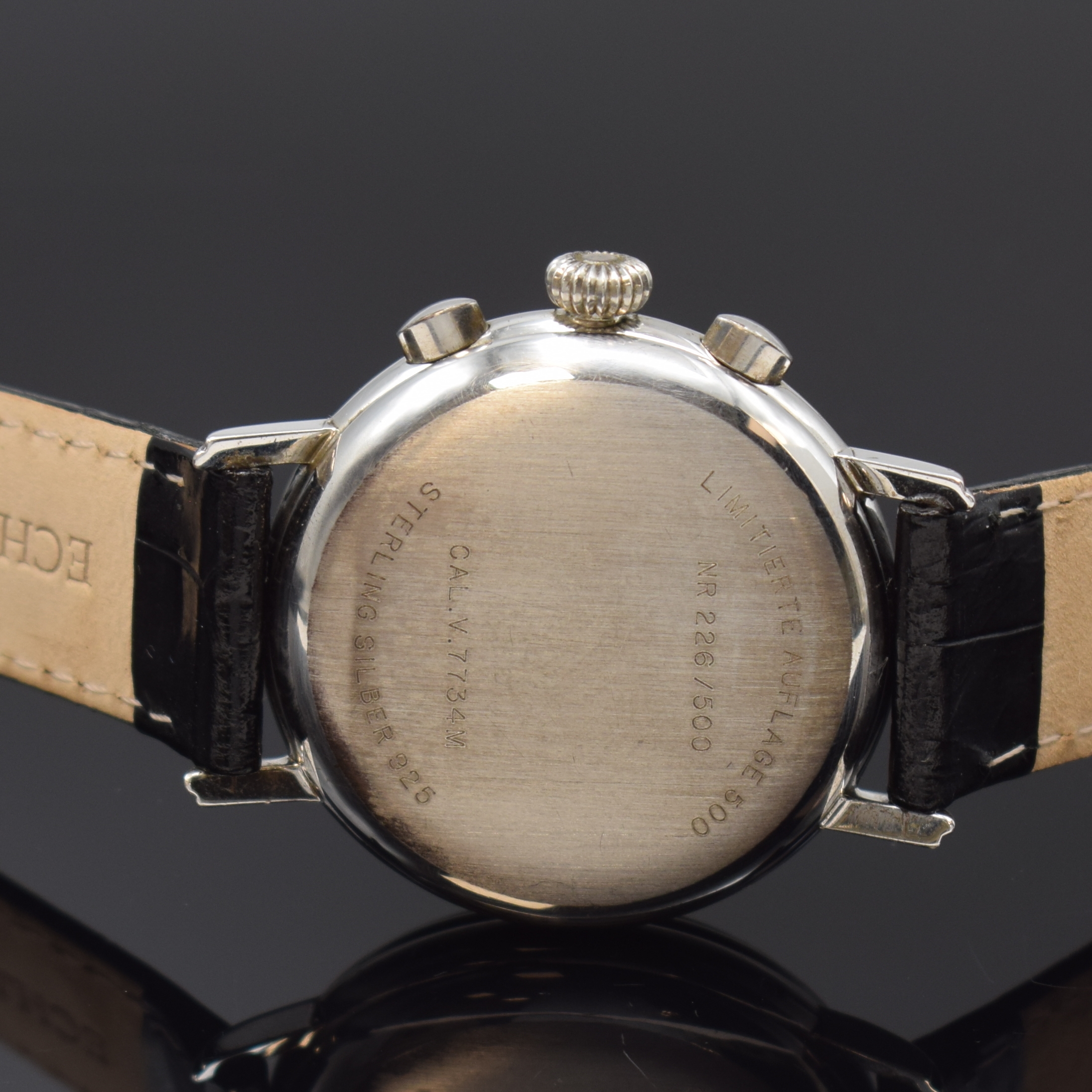 Detail c: ALFRED ROCHAT & FILS limitierter Armband- Chronograph mit Mondphase und Datum in Silber, Schweiz um 1990, Handaufzug, 3-tlg. Sterling-Silbergeh., ...
