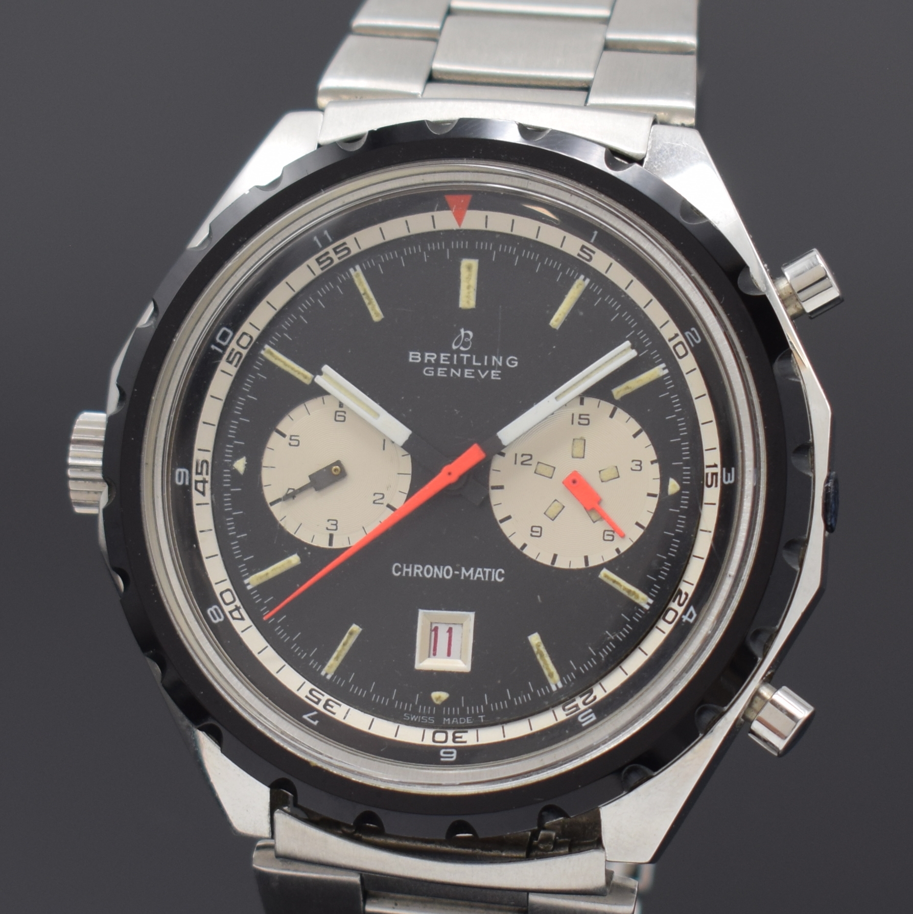 Detail a: BREITLING seltener Armbandchronograph Chrono- Matic Co-Pilot Referenz 1806, Automatik, Schweiz um 1970, grosses Edelstahlgeh. inkl. orig. Gliederband ...