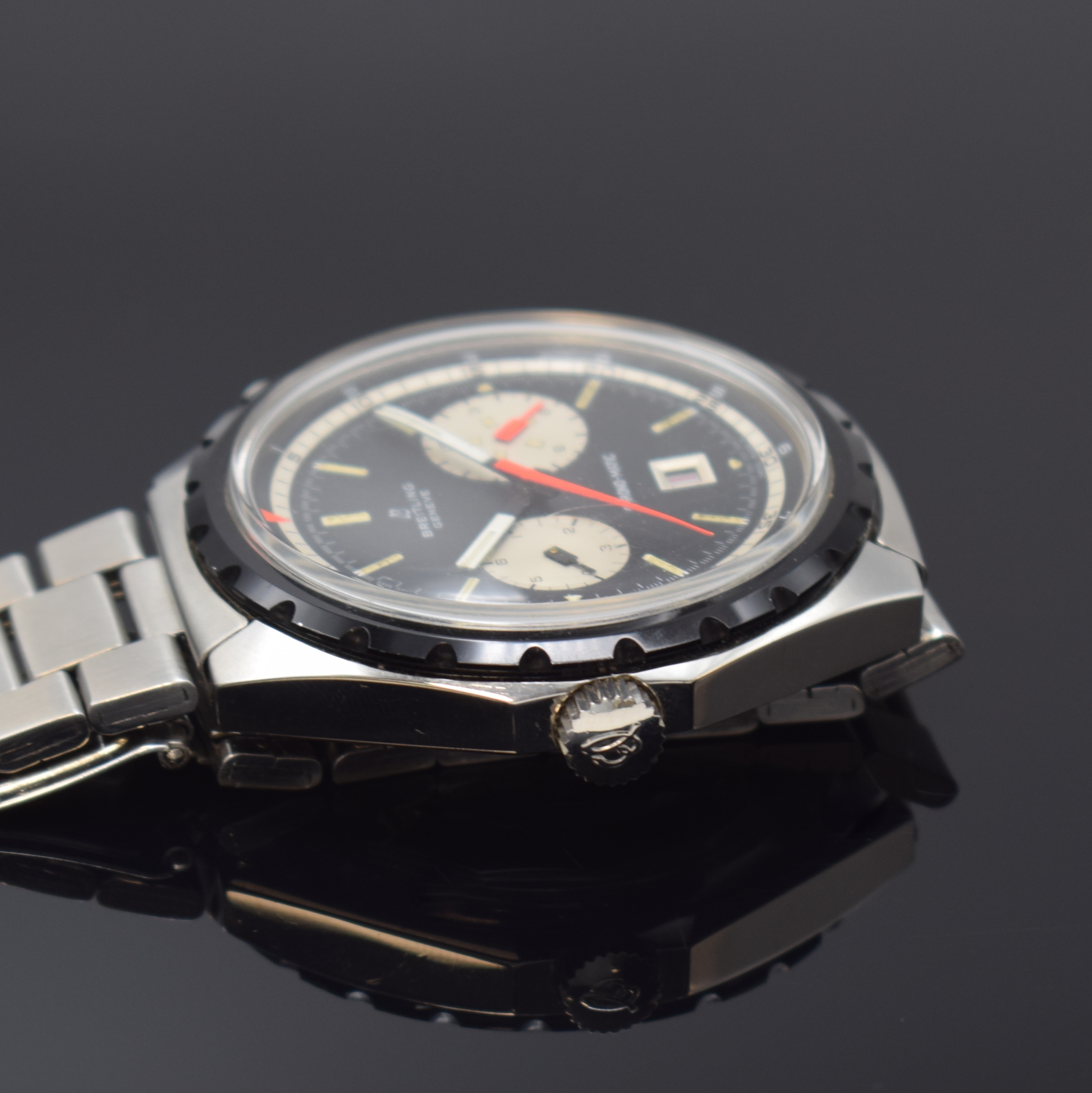 Detail c: BREITLING seltener Armbandchronograph Chrono- Matic Co-Pilot Referenz 1806, Automatik, Schweiz um 1970, grosses Edelstahlgeh. inkl. orig. Gliederband ...