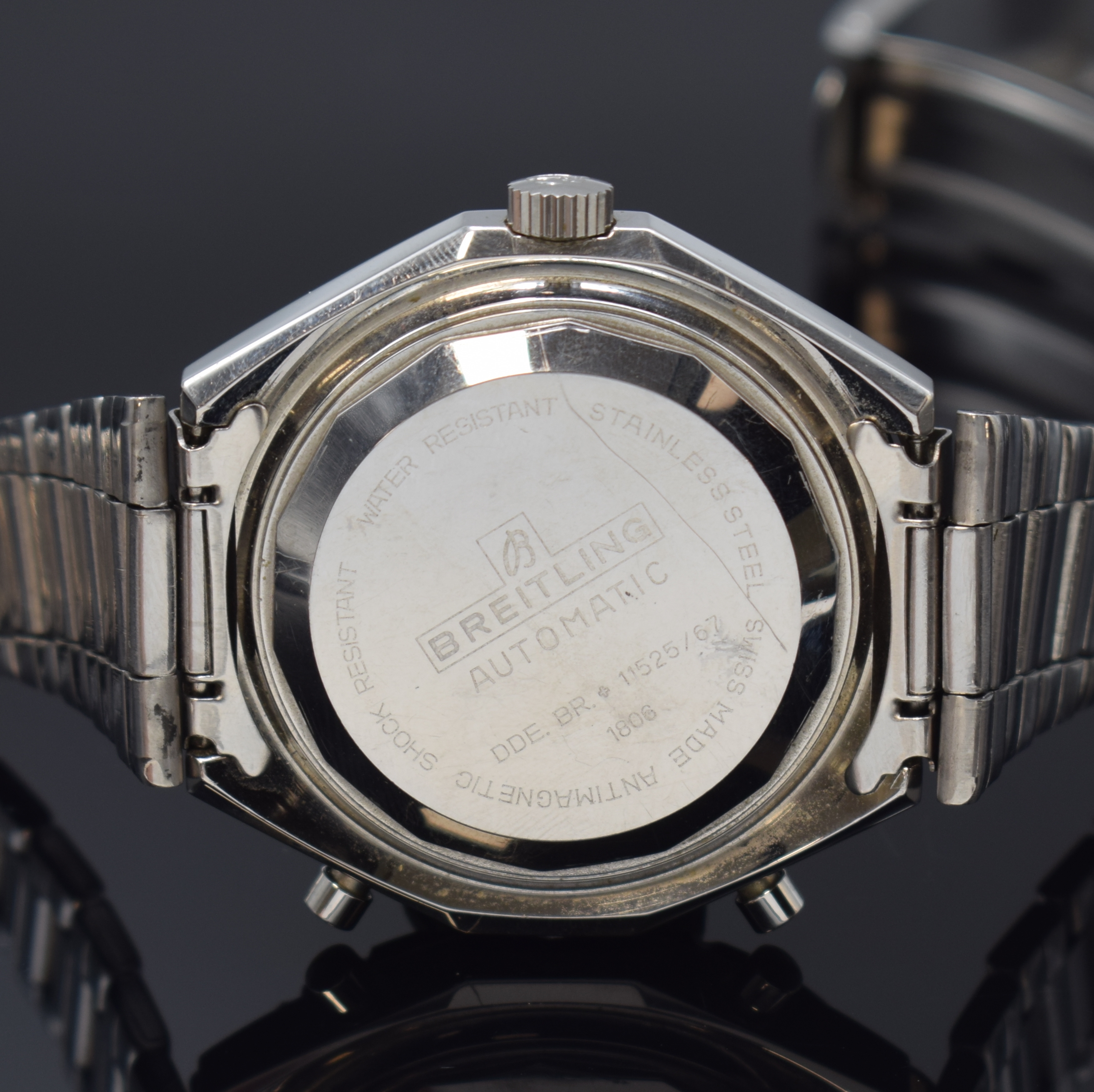 Detail e: BREITLING seltener Armbandchronograph Chrono- Matic Co-Pilot Referenz 1806, Automatik, Schweiz um 1970, grosses Edelstahlgeh. inkl. orig. Gliederband ...