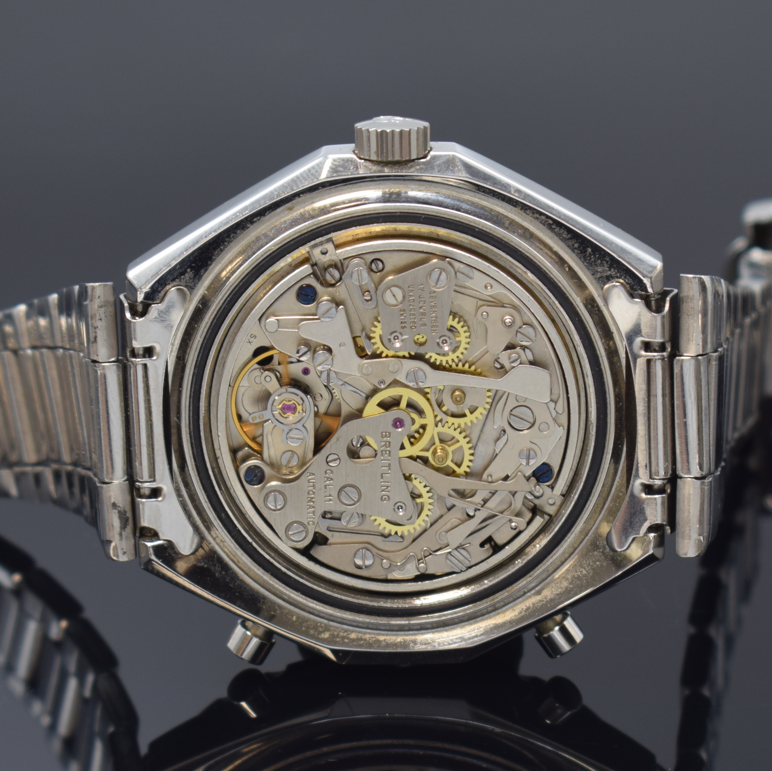 Detail f: BREITLING seltener Armbandchronograph Chrono- Matic Co-Pilot Referenz 1806, Automatik, Schweiz um 1970, grosses Edelstahlgeh. inkl. orig. Gliederband ...