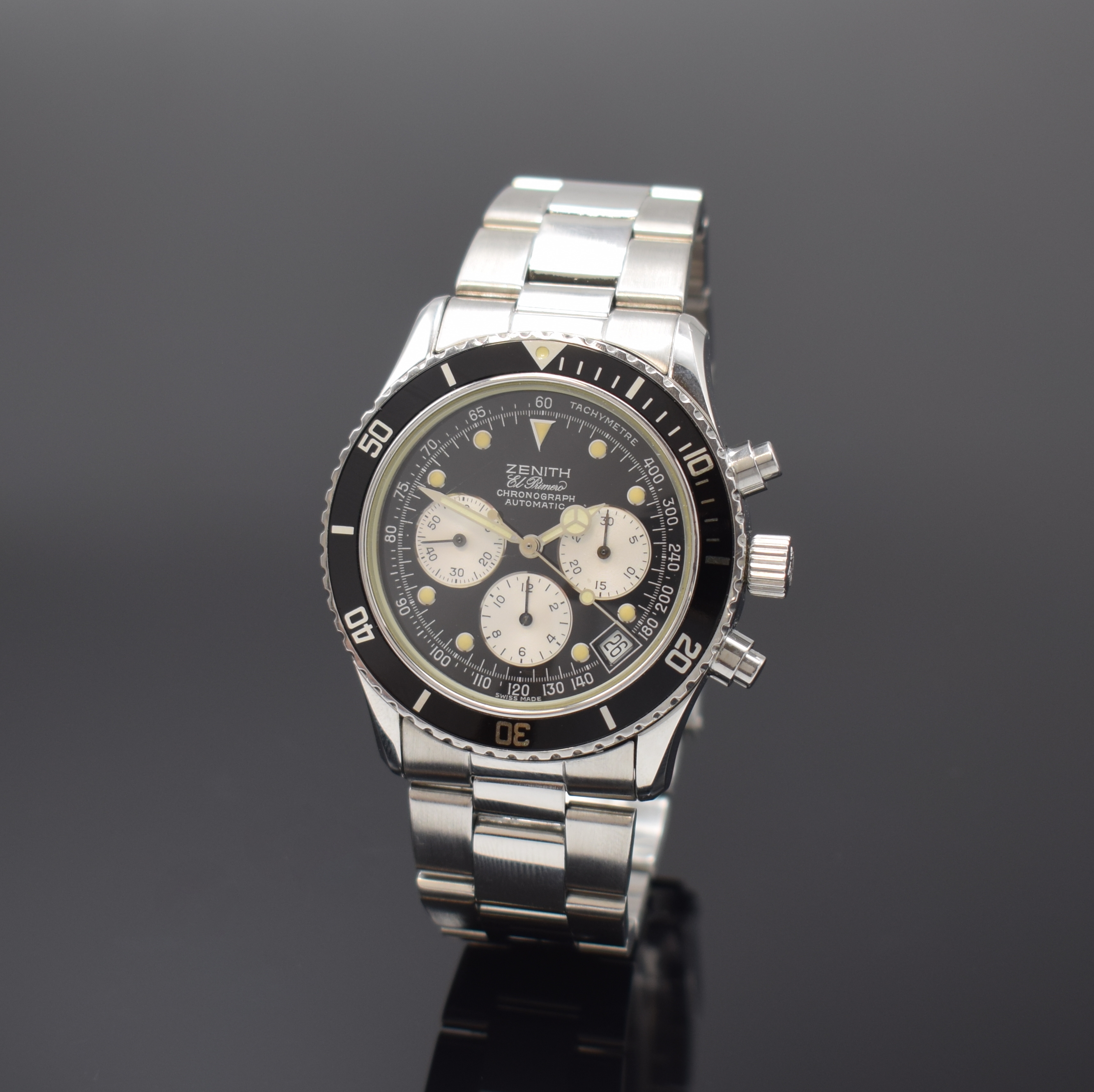 ZENITH Schaltradchronograph De Luca Referenz 02.1310.400, Automatik, Schweiz um 1992, Edelstahlgeh. inkl. orig. Gliederband m. Faltschl. und ...