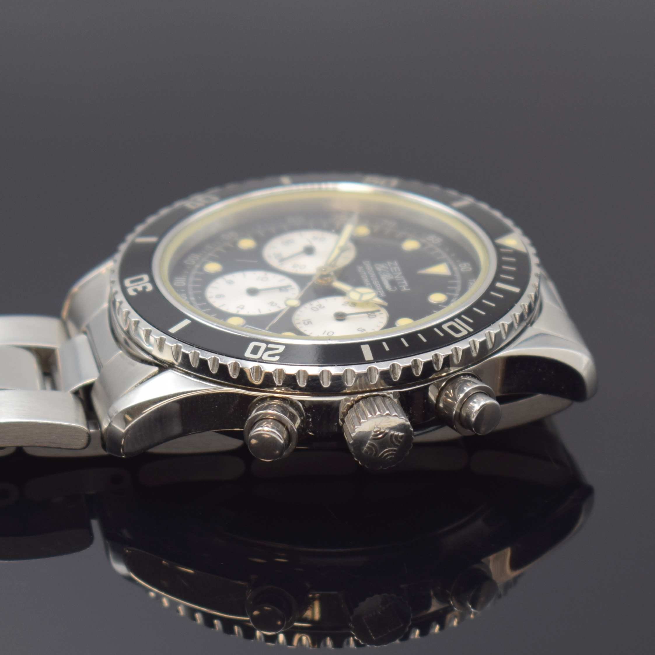 Detail c: ZENITH Schaltradchronograph De Luca Referenz 02.1310.400, Automatik, Schweiz um 1992, Edelstahlgeh. inkl. orig. Gliederband m. Faltschl. und ...
