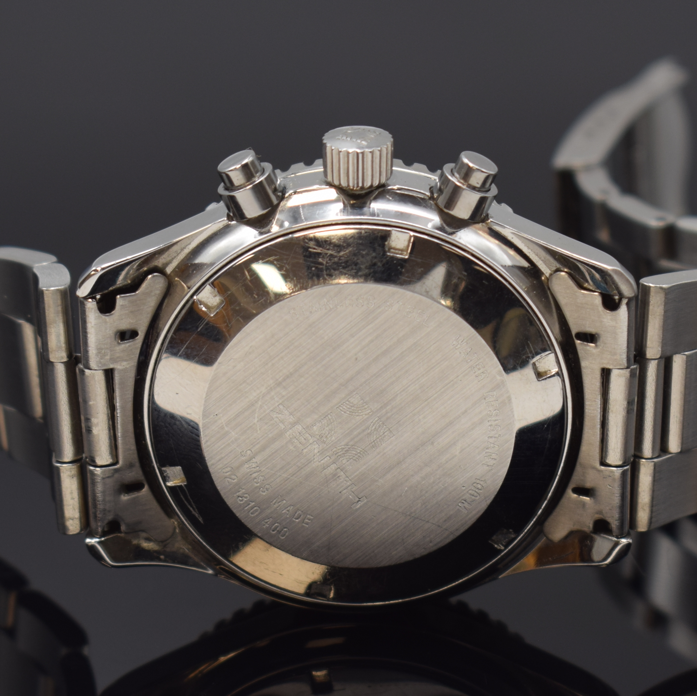 Detail d: ZENITH Schaltradchronograph De Luca Referenz 02.1310.400, Automatik, Schweiz um 1992, Edelstahlgeh. inkl. orig. Gliederband m. Faltschl. und ...