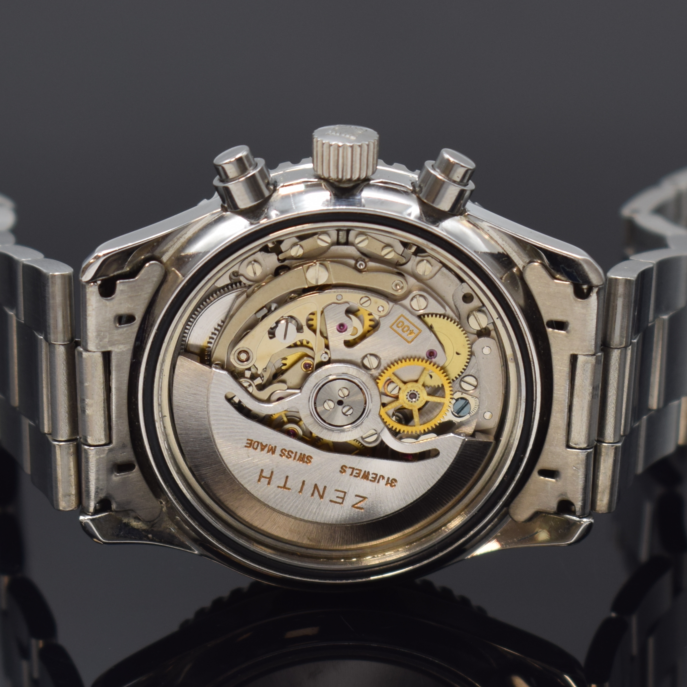 Detail e: ZENITH Schaltradchronograph De Luca Referenz 02.1310.400, Automatik, Schweiz um 1992, Edelstahlgeh. inkl. orig. Gliederband m. Faltschl. und ...