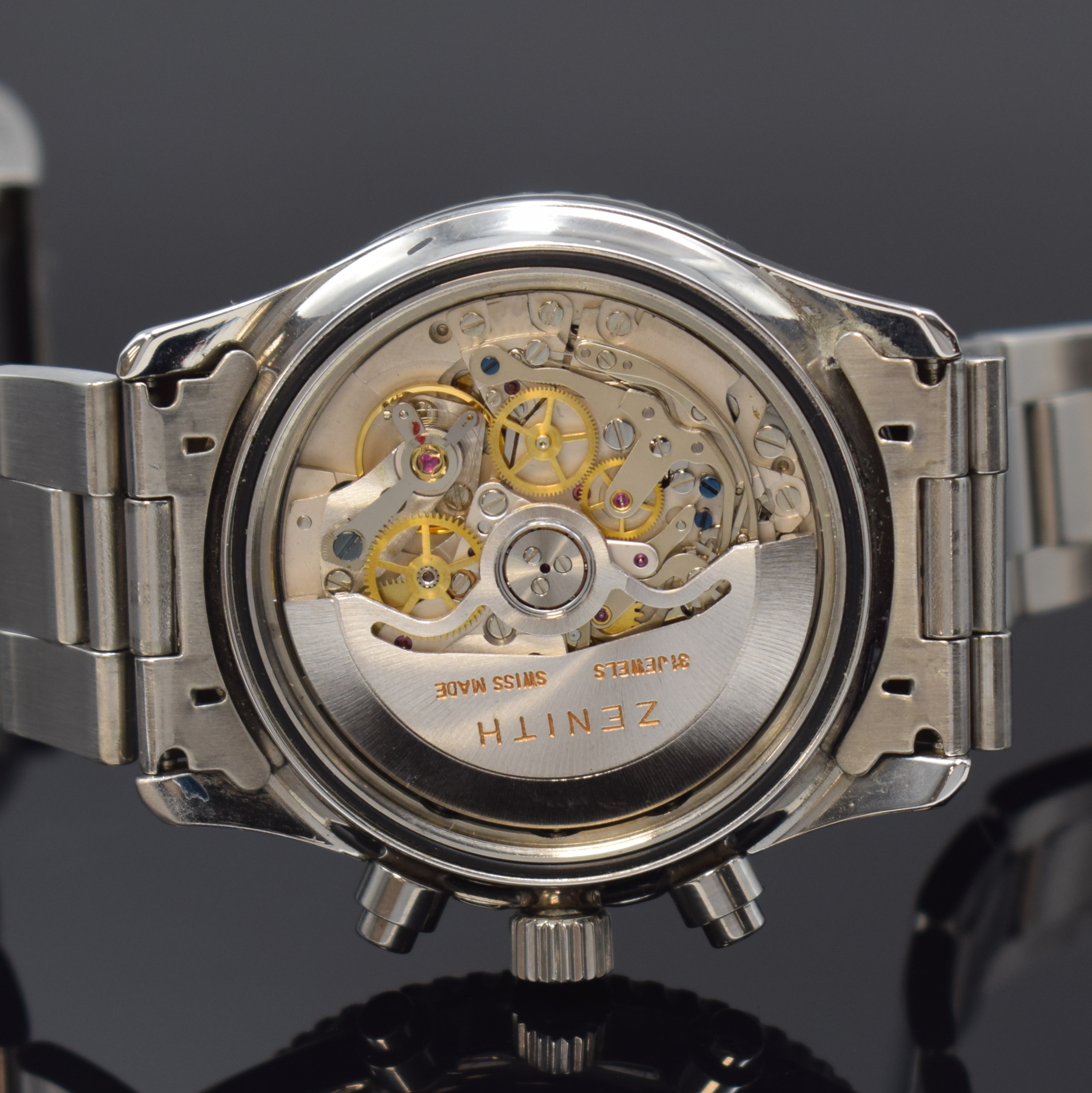 Detail f: ZENITH Schaltradchronograph De Luca Referenz 02.1310.400, Automatik, Schweiz um 1992, Edelstahlgeh. inkl. orig. Gliederband m. Faltschl. und ...