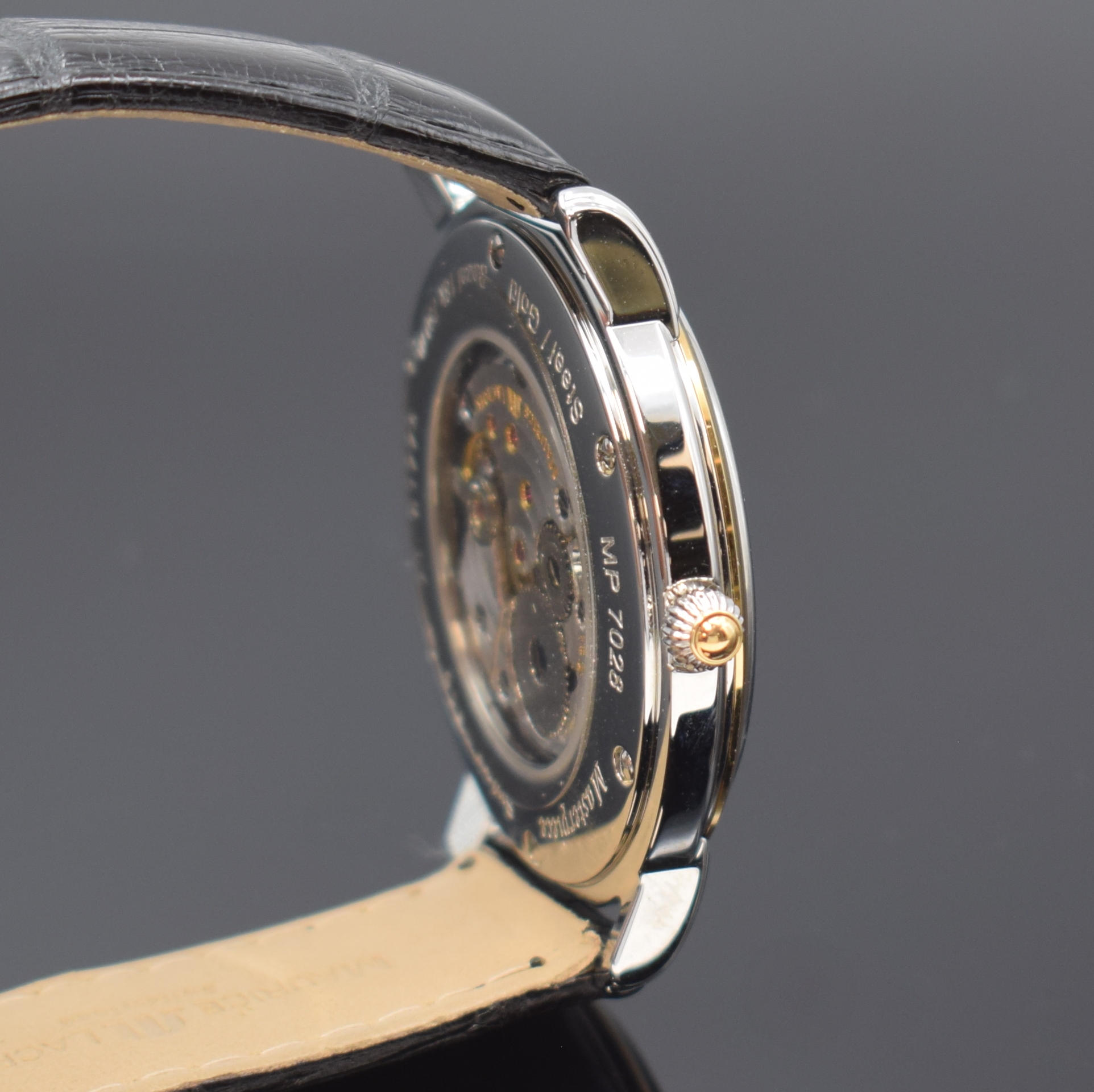 Detail c: MAURICE LACROIX nahezu neuwertige Armbanduhr aus der Masterpiece Serie Referenz MP 7028, Handaufzug, Schweiz um 2005, Edelstahl und 18k Gold ...
