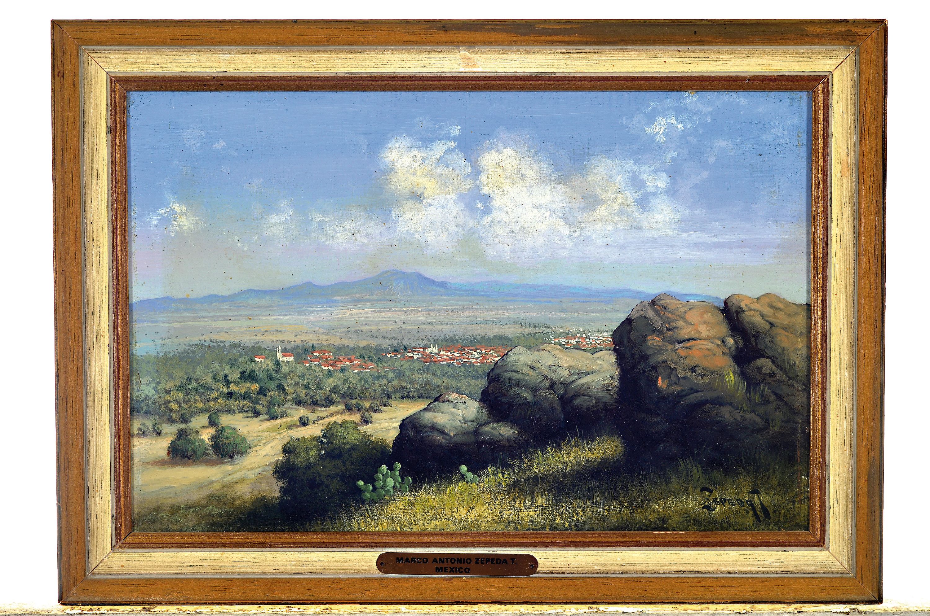 Detail k: Marco Antonio Zepeda, 1938-2002 Mexiko, Weite Landschaft, rückseitig betitelt Atardeer, Öl/Lwd, rechts unten und rückseitig signiert, ca. 20x30cm, ...