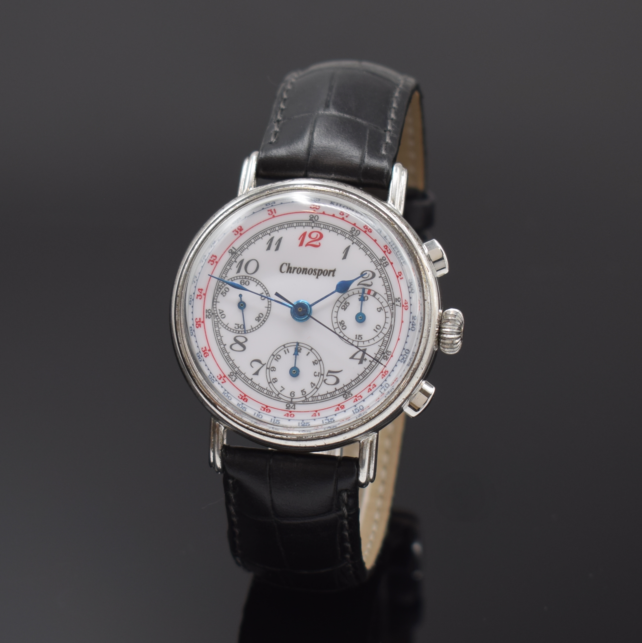 CHRONOSPORT seltener Armbandchronograph in Sterlingsilber, Handaufzug, Schweiz wohl aus Restbeständen in geringer Stückzahl gefertigt um 1996, ...