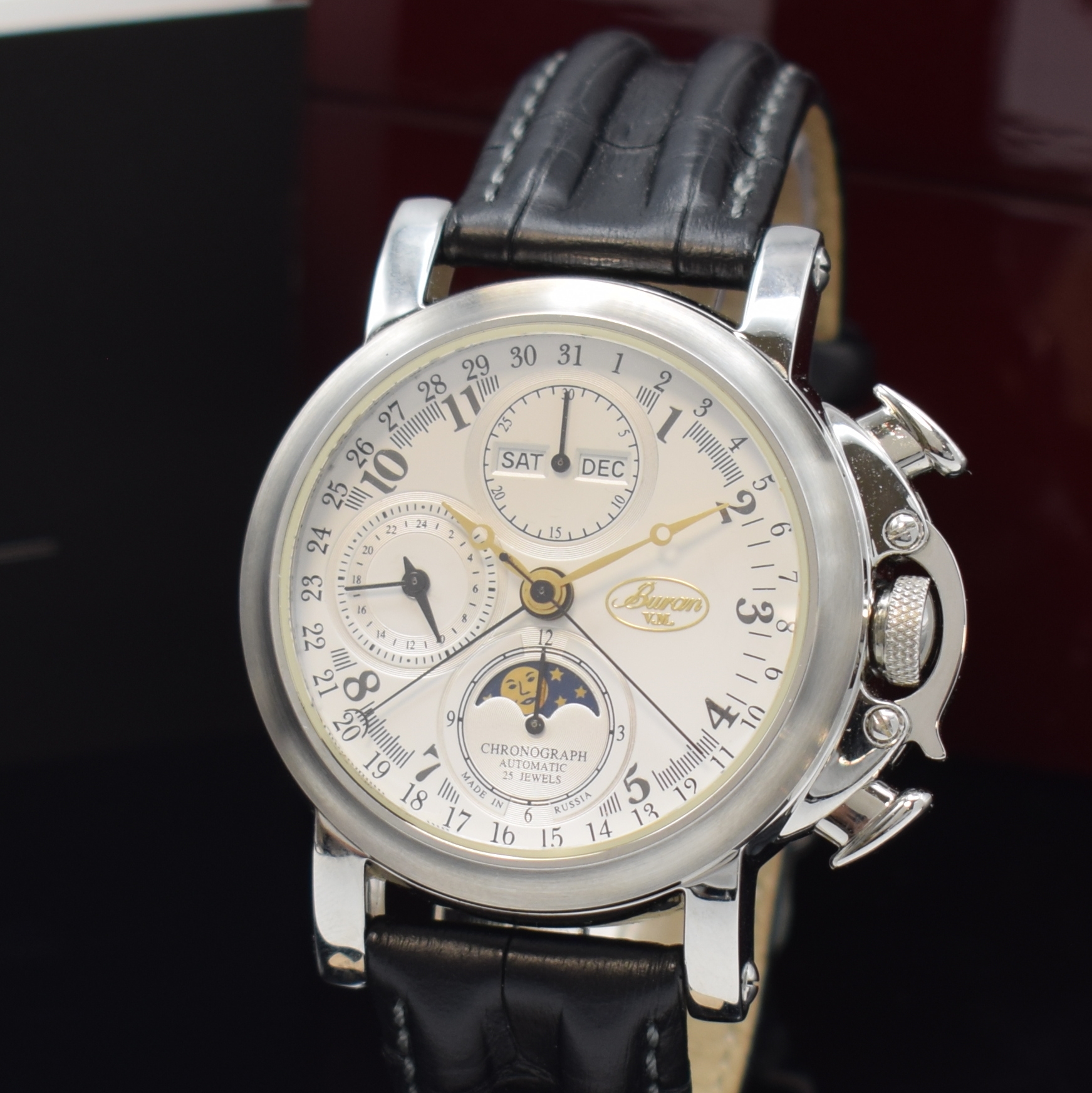 Detail a: BURAN SA Flagman seltener, auf 200 Stück limitierter Armbandchronograph mit Vollkalender, Russland/Schweiz um 2015, beids. vergl. Edelstahlgeh. ...
