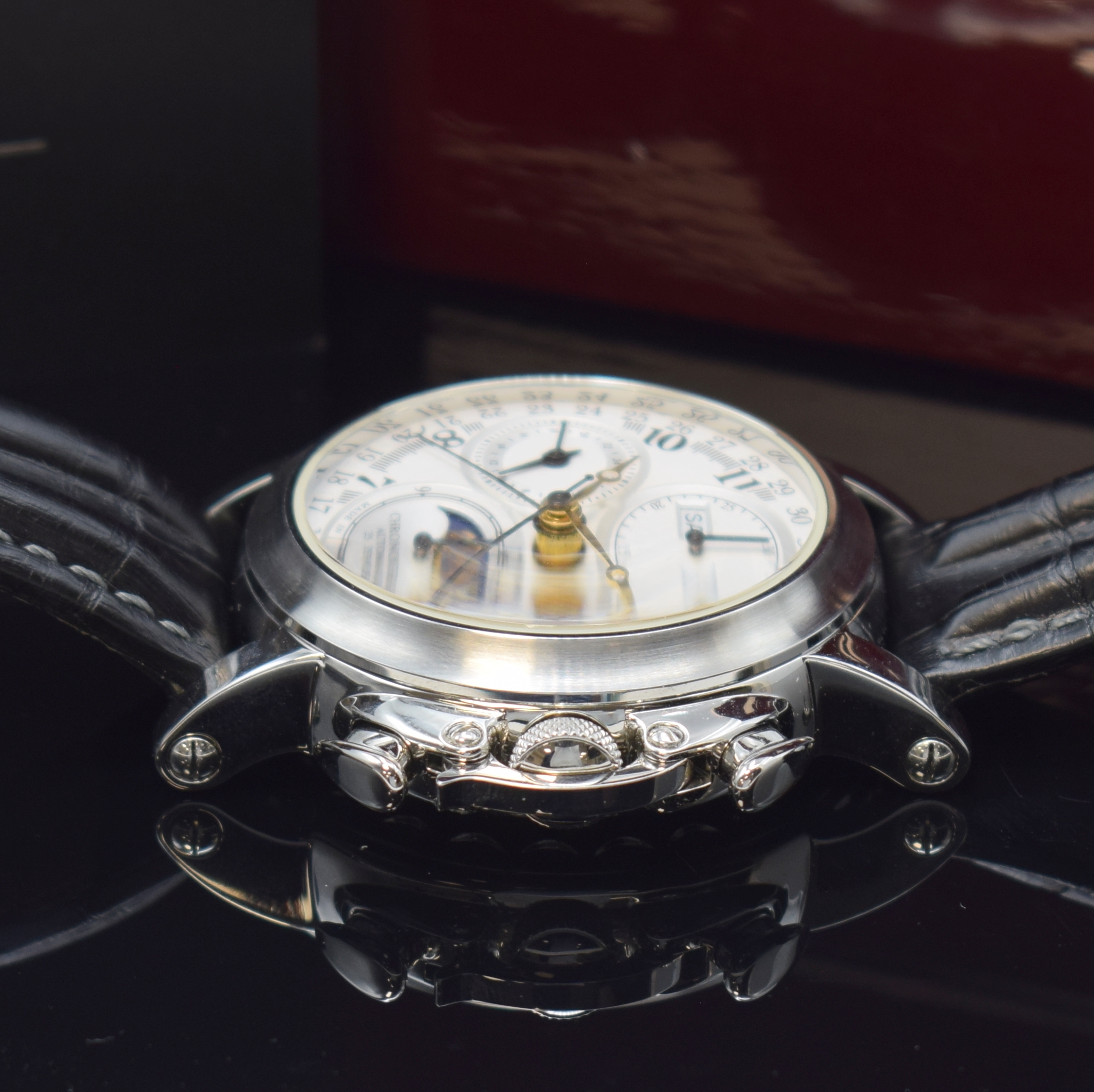 Detail c: BURAN SA Flagman seltener, auf 200 Stück limitierter Armbandchronograph mit Vollkalender, Russland/Schweiz um 2015, beids. vergl. Edelstahlgeh. ...