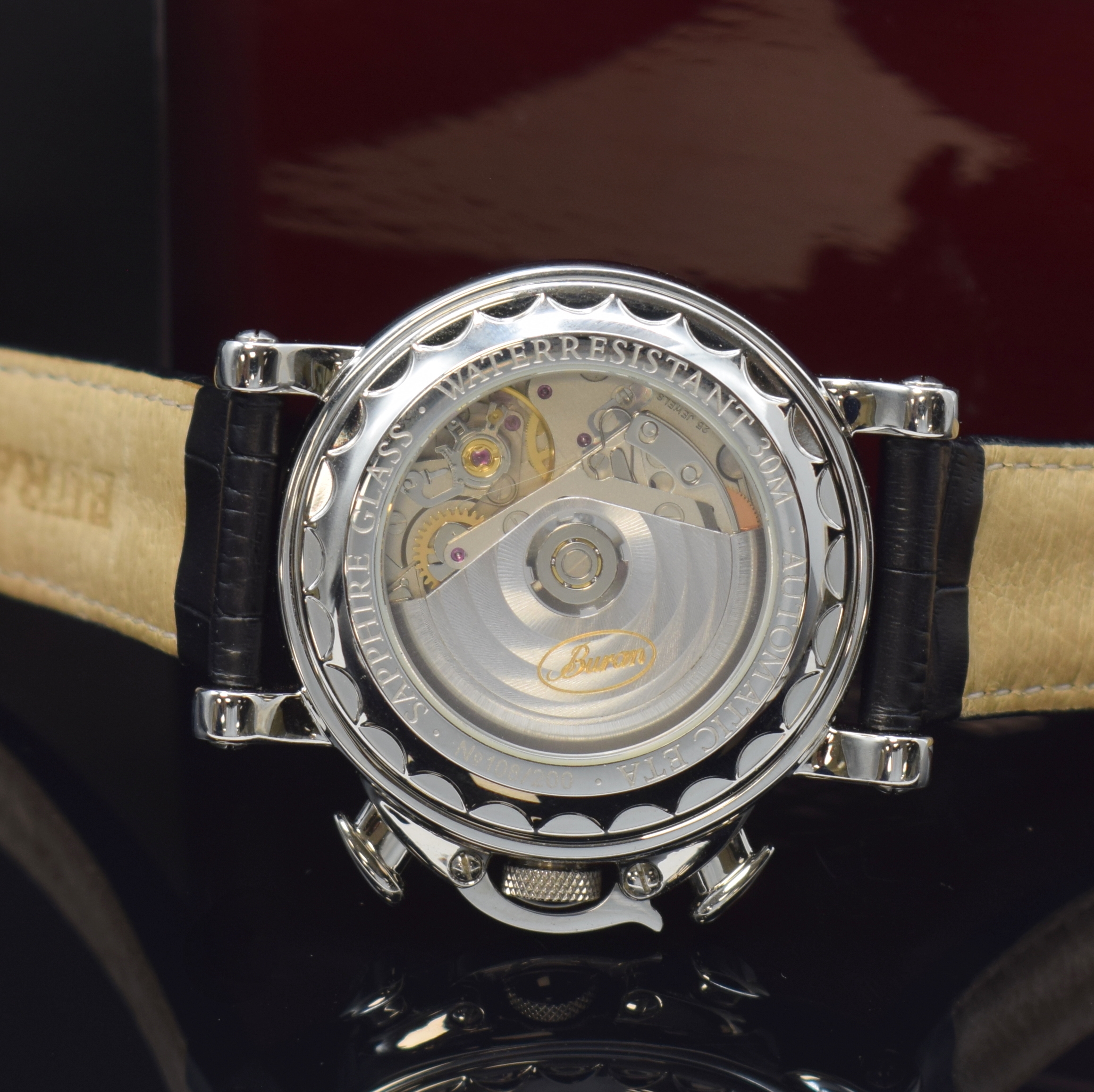 Detail e: BURAN SA Flagman seltener, auf 200 Stück limitierter Armbandchronograph mit Vollkalender, Russland/Schweiz um 2015, beids. vergl. Edelstahlgeh. ...