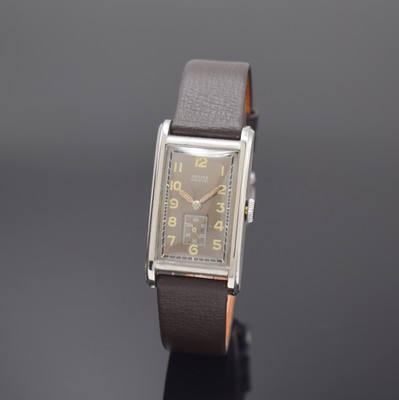 Image REVUE Kaliber 54 rechteckige Armbanduhr in Stahl, Schweiz um 1935, Handaufzug, 2-tlg. ...