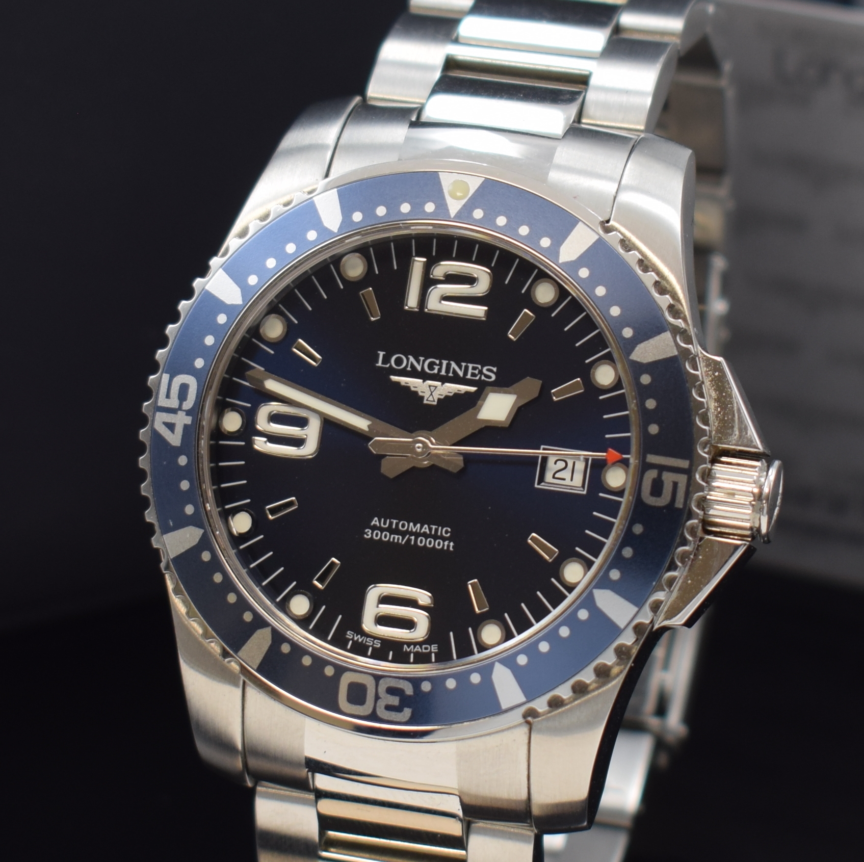 Detail a: LONGINES Herrenarmbanduhr Hydro Conquest Referenz L3.642.4, Automatik, Edelstahlgeh. inkl. Gliederband m. Tauchverlängerung und Faltschl., Boden und ...