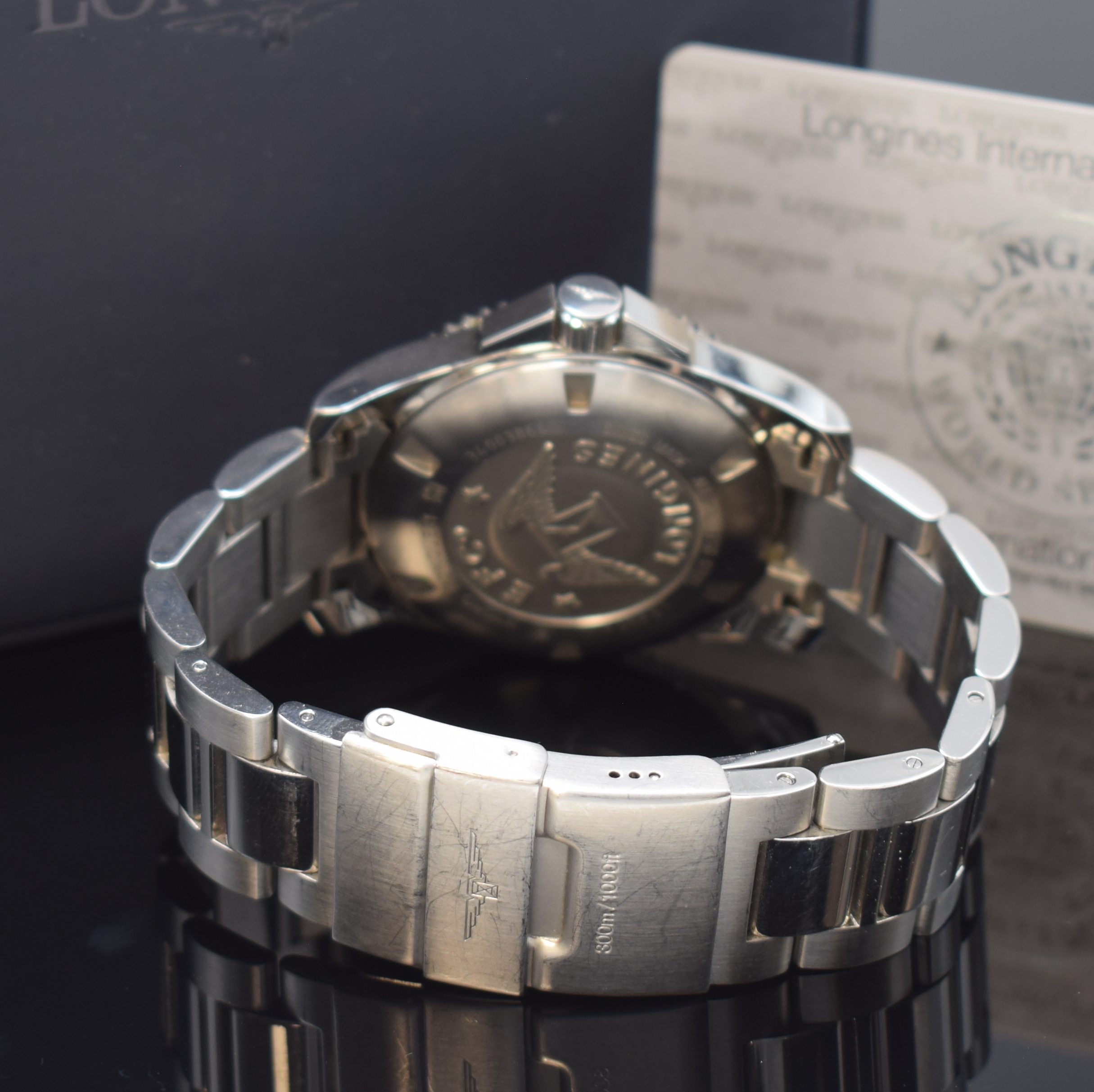 Detail b: LONGINES Herrenarmbanduhr Hydro Conquest Referenz L3.642.4, Automatik, Edelstahlgeh. inkl. Gliederband m. Tauchverlängerung und Faltschl., Boden und ...