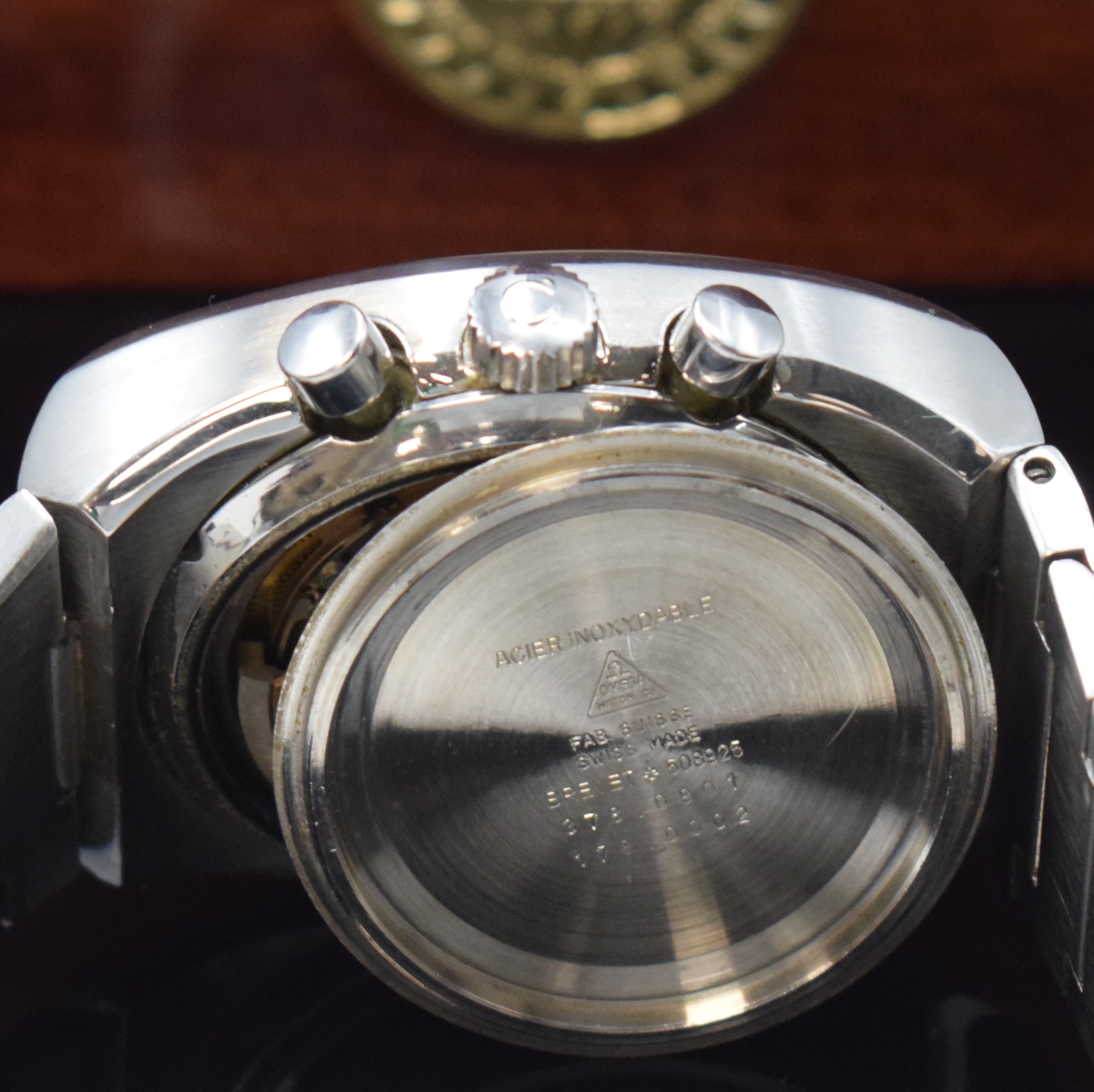 Detail g: OMEGA Speedmaster 125 Herrenarmbanduhr mit Chronograph in Chronometerqualität Referenz 378.0801/178.0002, Schweiz um 1975, Automatik, massives ...