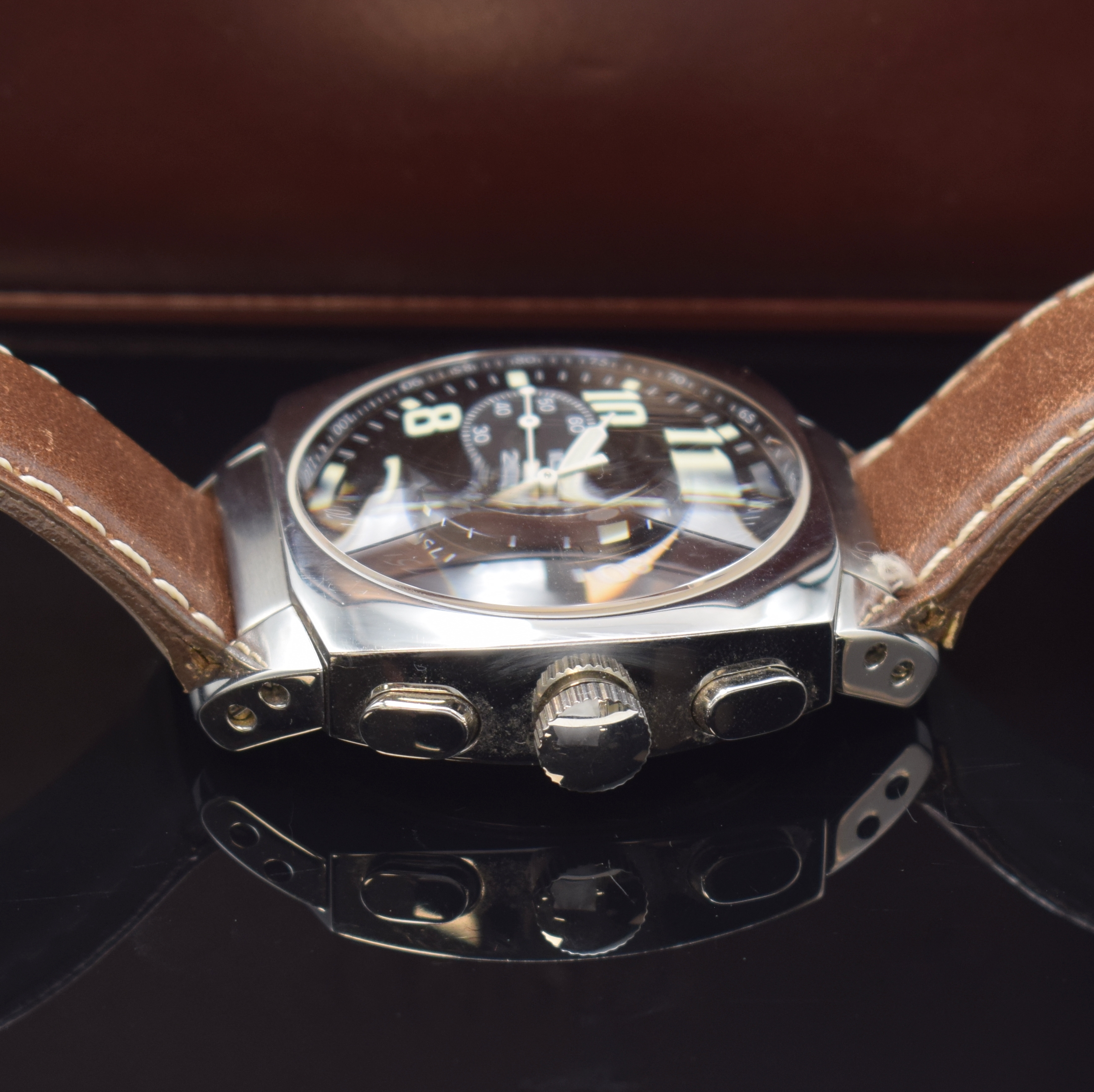 Detail b: CHRIST Armbandchronograph, Automatik, Deutschland/Schweiz um 2015, Edelstahlgeh. inkl. Lederband, Boden verschr., schwarzes Kontrastzifferbl., Anz. ...