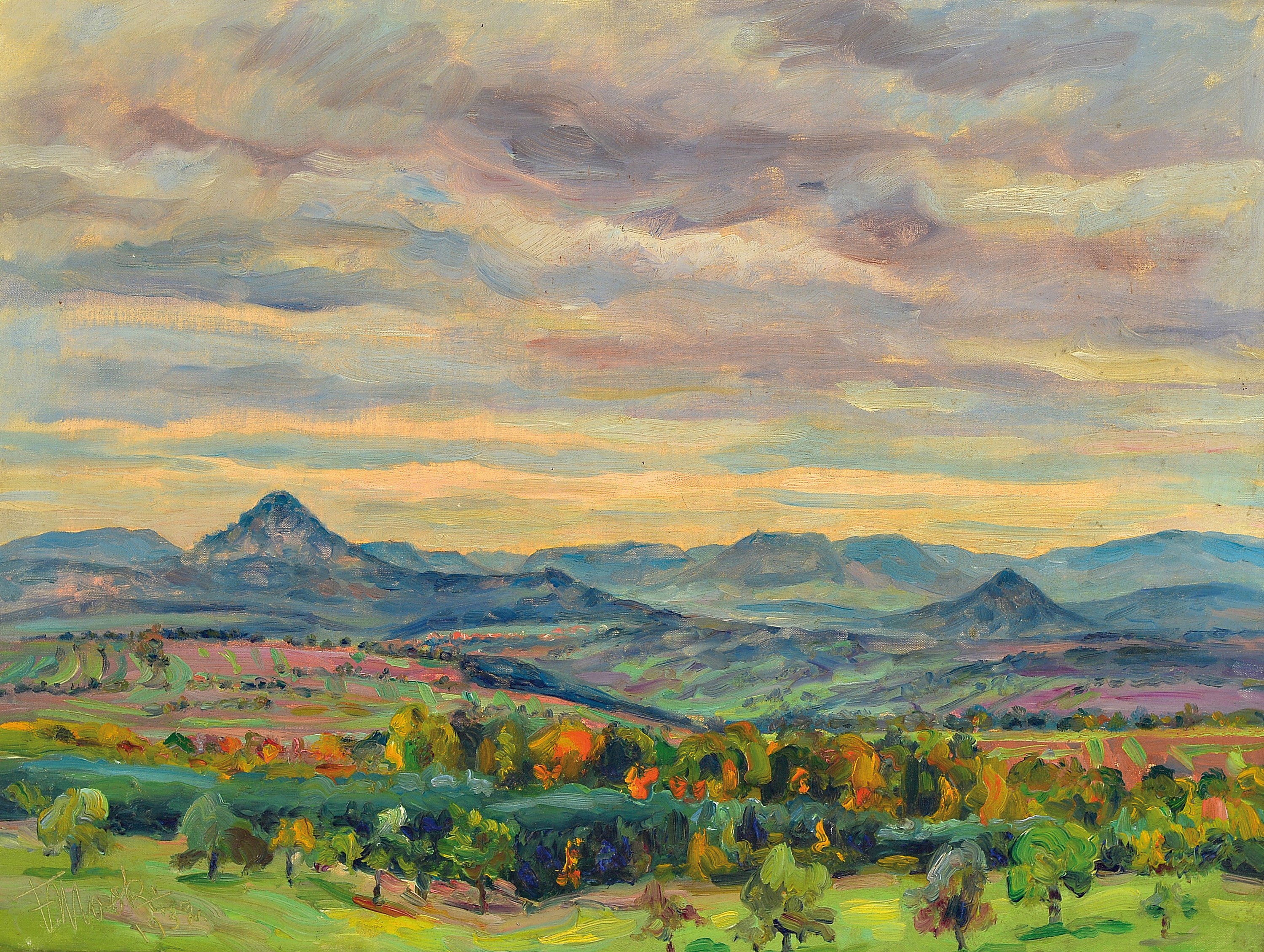 Friedrich Wilhelm Mook, 1888-1944, Landschaft im Taunus, Öl/Lwd, sign., ca. 52x68cm, R. ca. 67x82cm