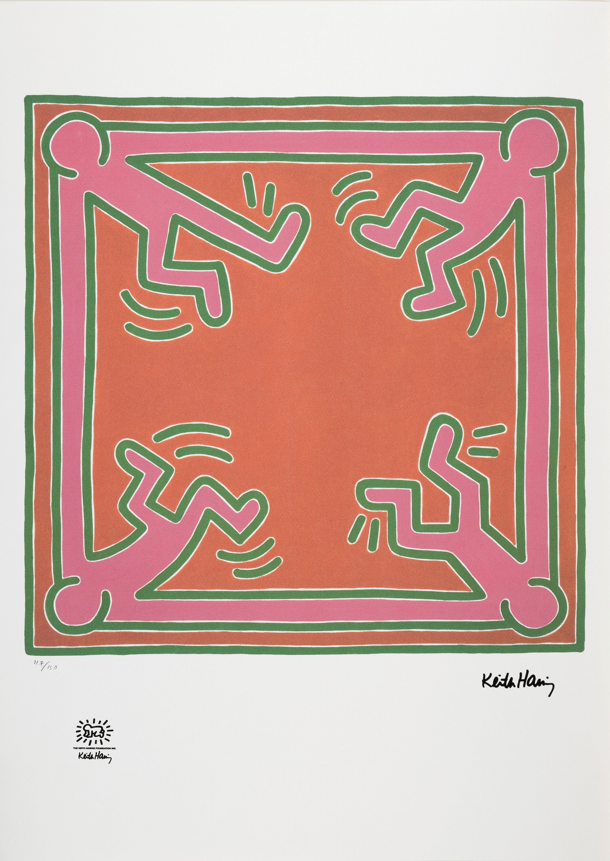 Nach Keith Haring (1958-1990), Lithografie, Figuren im Quadrat, Ed 117/150, handnum., Steinsignatur, Prägestempel Keith Haring Foundation, ...