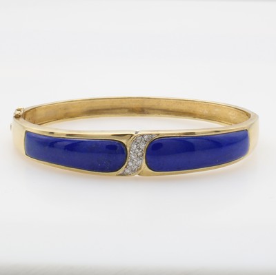 Image Armreif mit Lapislazuli und Diamanten, GG 585/000, 2 Lapis, Diam. zus. ca. 0.10 ct ...