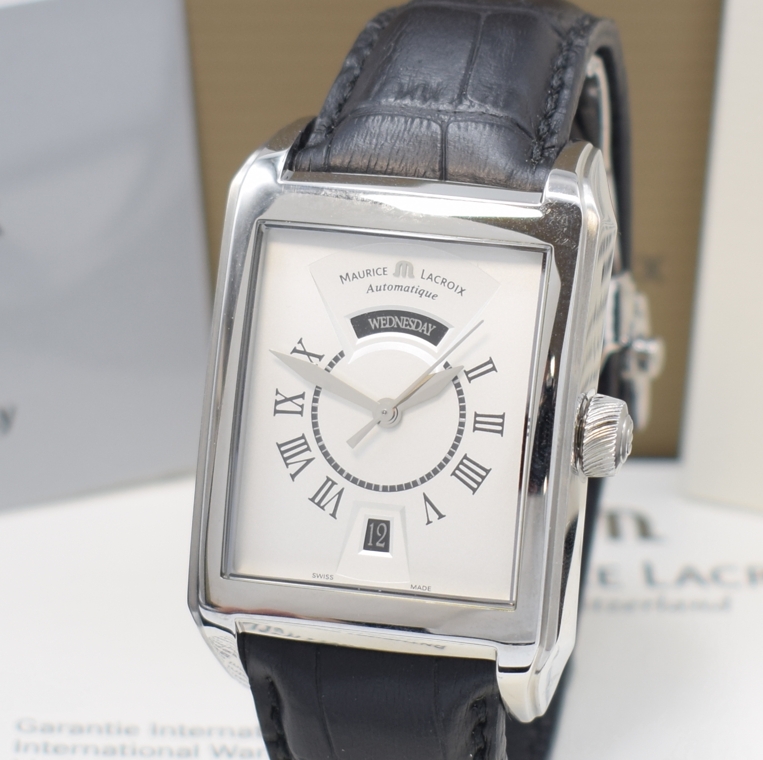 Detail a: MAURICE LACROIX Pontos Herrenarmbanduhr mit Tag und Datum Referenz PT6137, Automatik, Schweiz um 2010, beids. vergl. Edelstahlgeh. inkl. orig. ...