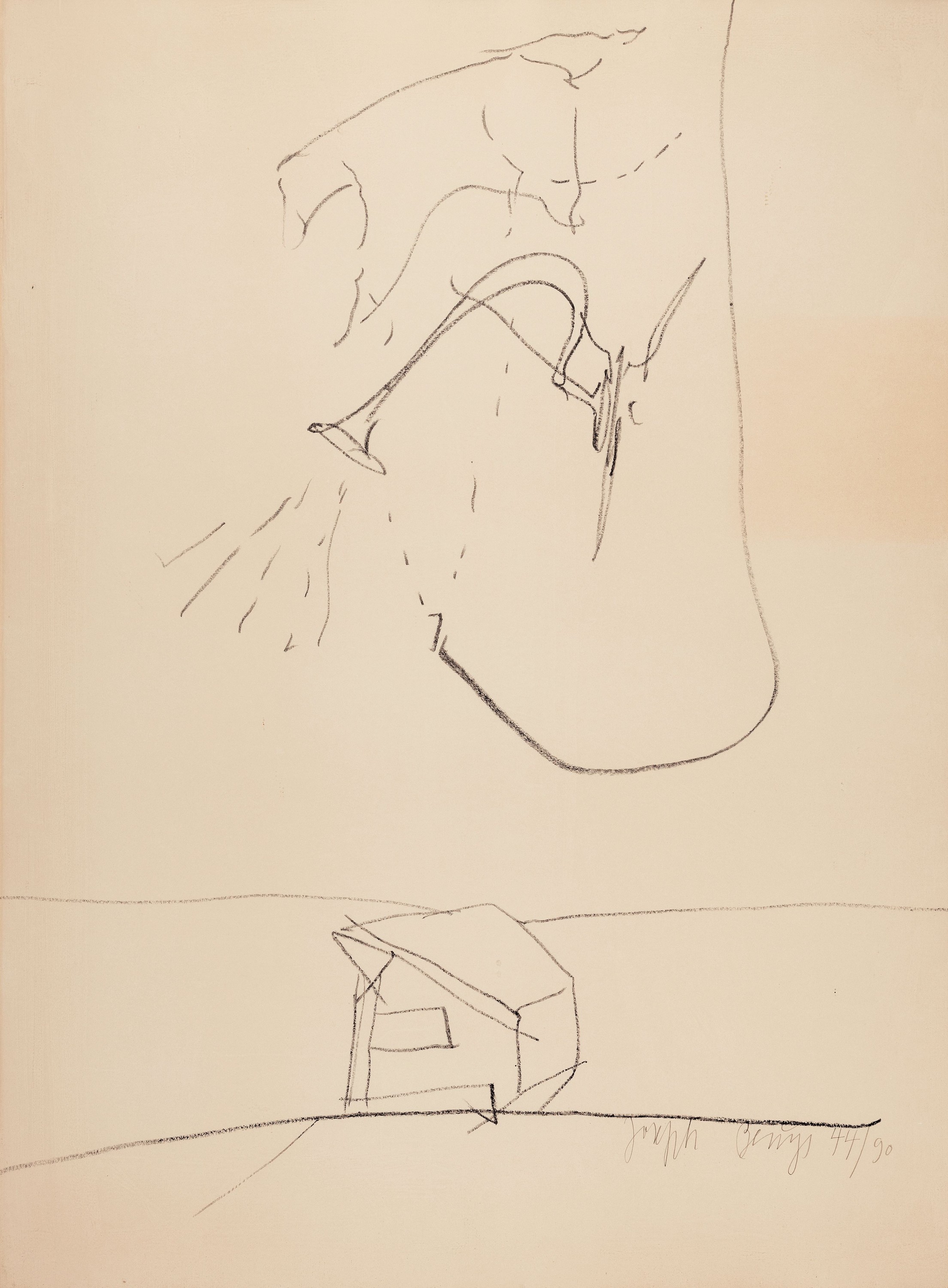 Detail a: Joseph Beuys, 1921-1986, Triptychon aus 1981, Geschnatter unterhalb der Hütte, Sternbild des Bären, Junger Elch über dem Haus des alten Müllers, ...
