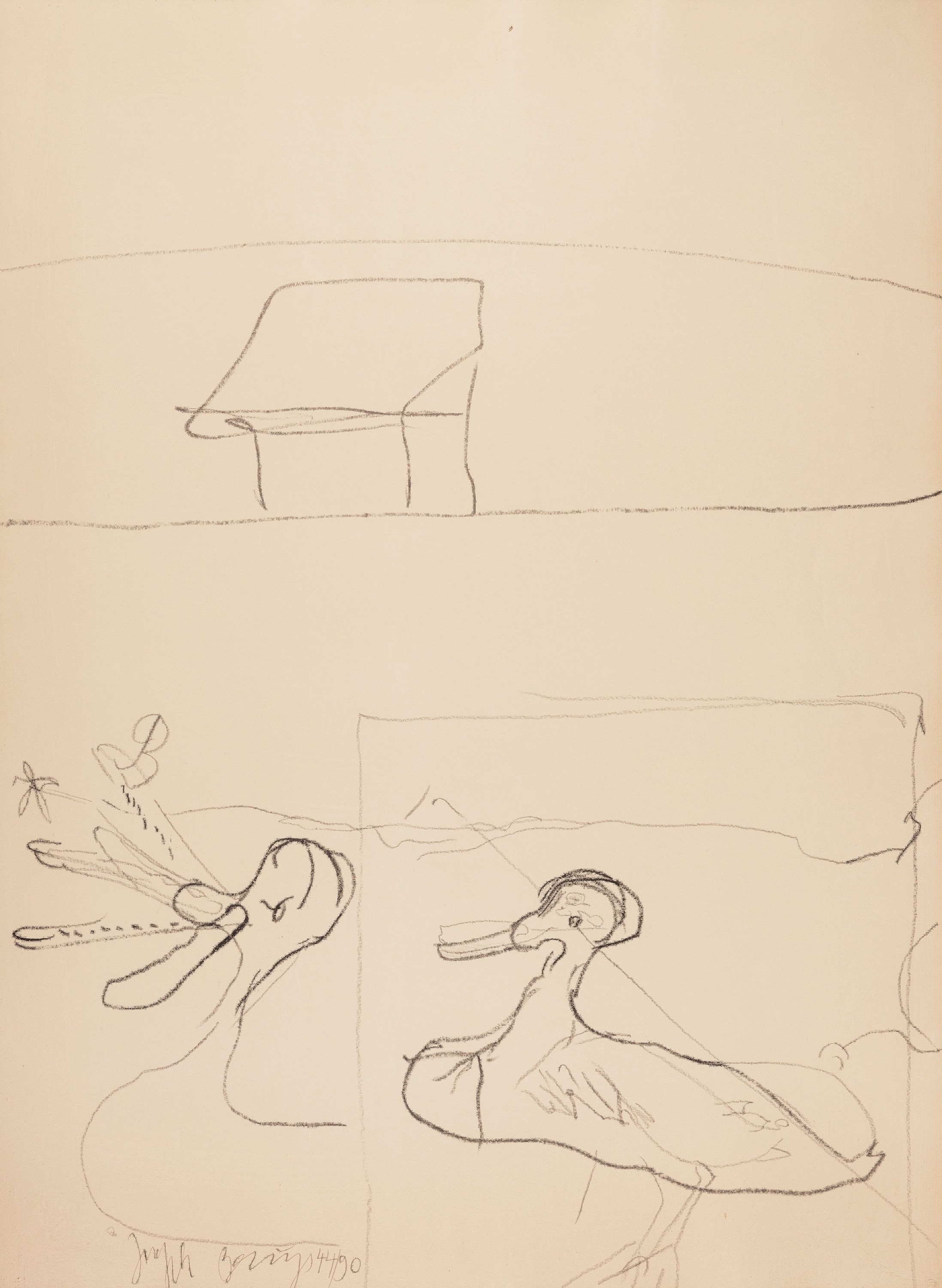 Detail b: Joseph Beuys, 1921-1986, Triptychon aus 1981, Geschnatter unterhalb der Hütte, Sternbild des Bären, Junger Elch über dem Haus des alten Müllers, ...