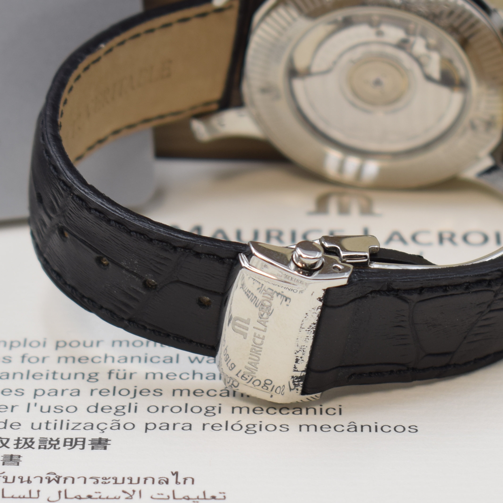 Detail b: MAURICE LACROIX Herrenarmbanduhr Pontos Reserve de Marche Referenz PT6088, Automatik, Schweiz um 2009, Edelstahlgeh. inkl. orig. Lederband m. orig. ...