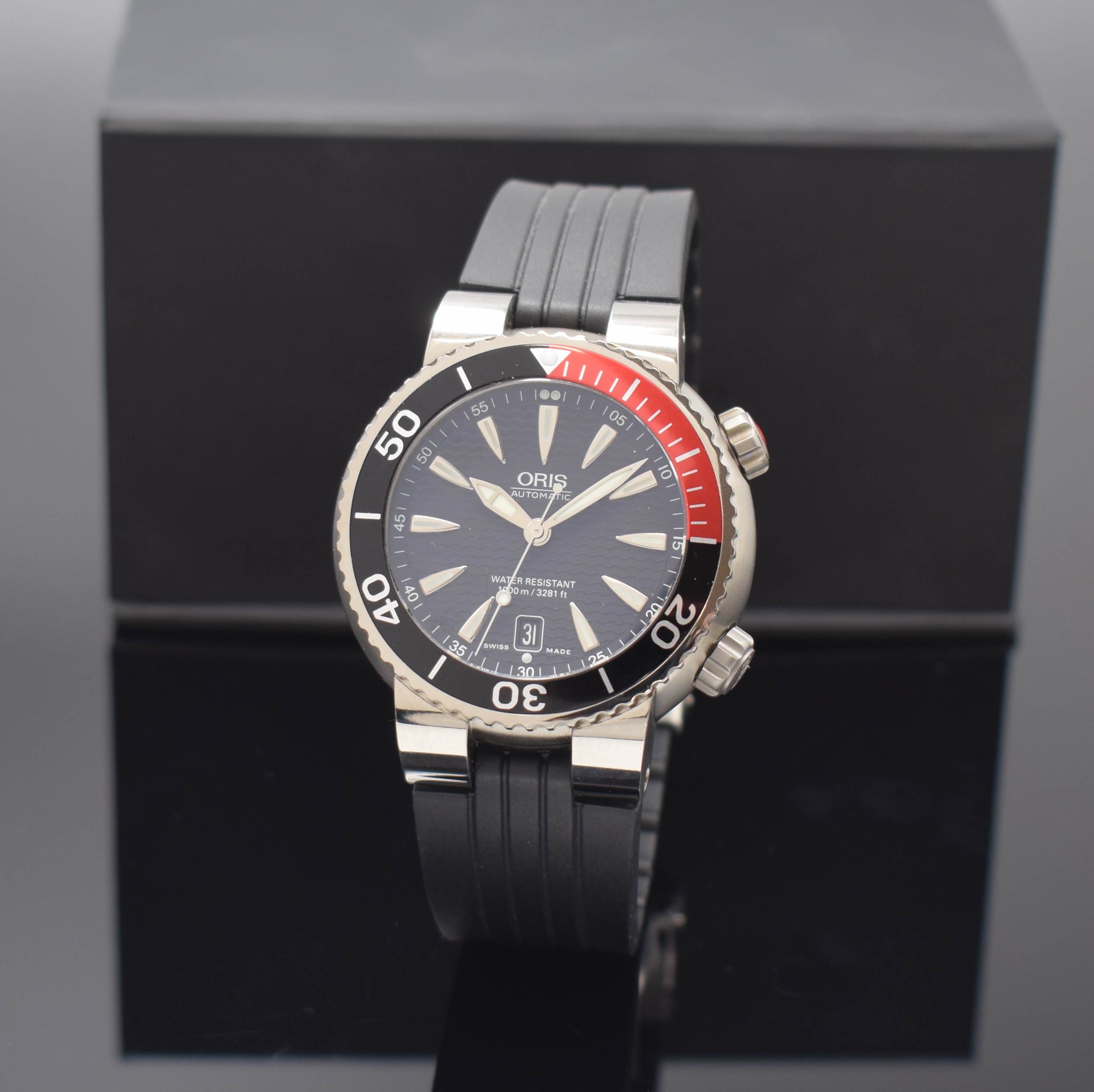 ORIS Herrenarmbanduhr TT1 Referenz 633.7541,Automatik, Schweiz um 2007, Titangeh. inkl. orig. Kautschukband m. orig. Faltschl., Boden und Krone ...