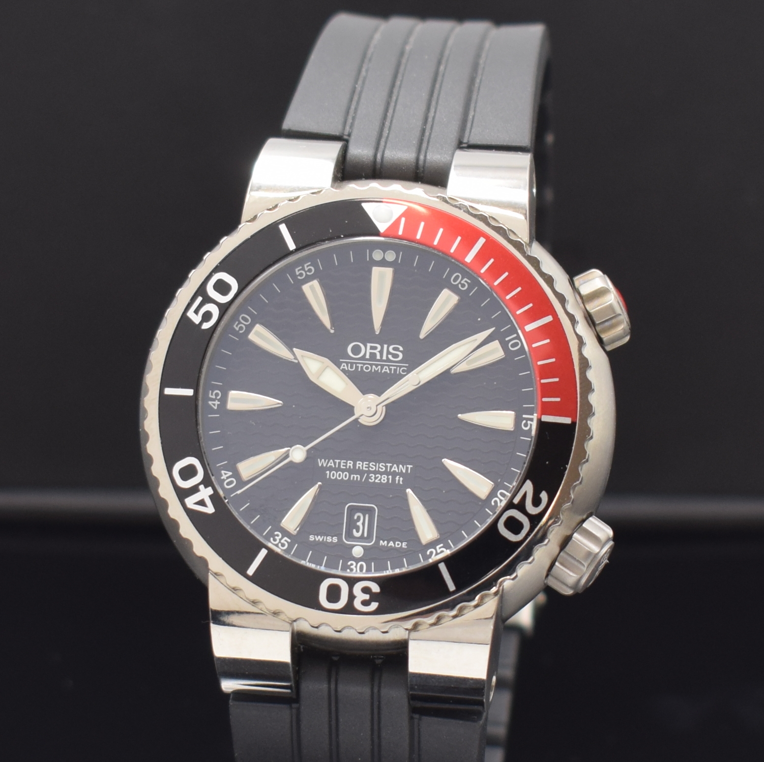Detail a: ORIS Herrenarmbanduhr TT1 Referenz 633.7541,Automatik, Schweiz um 2007, Titangeh. inkl. orig. Kautschukband m. orig. Faltschl., Boden und Krone ...