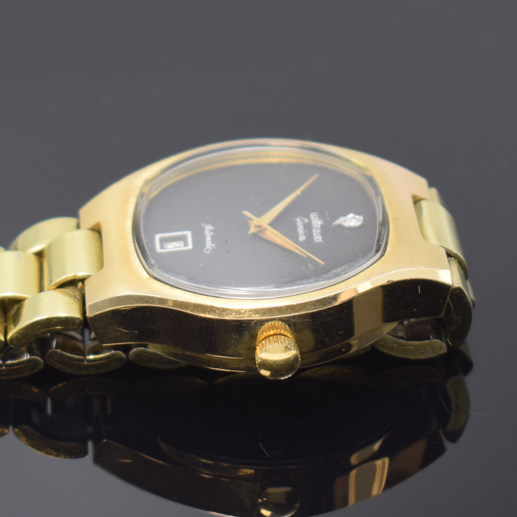 Detail c: WITTNAUER Herrenarmbanduhr, Automatik, Schweiz fürden US-Markt um 1970, verg. Geh. inkl. orig. Gliederband m. Faltschl., Edelstahlboden verschr., ...