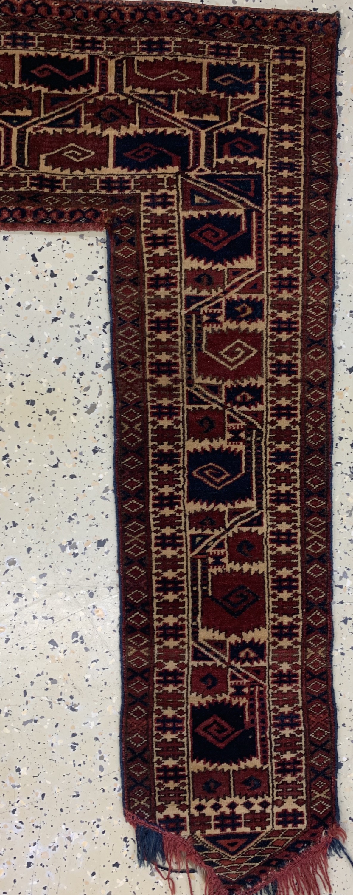 Detail b: Antiker Yomud"Kapunuk", Turkmenistan, 19.Jhd, Wolle auf Wolle, ca. 100 x 115 cm, EHZ: 2, (alte Reparaturen)