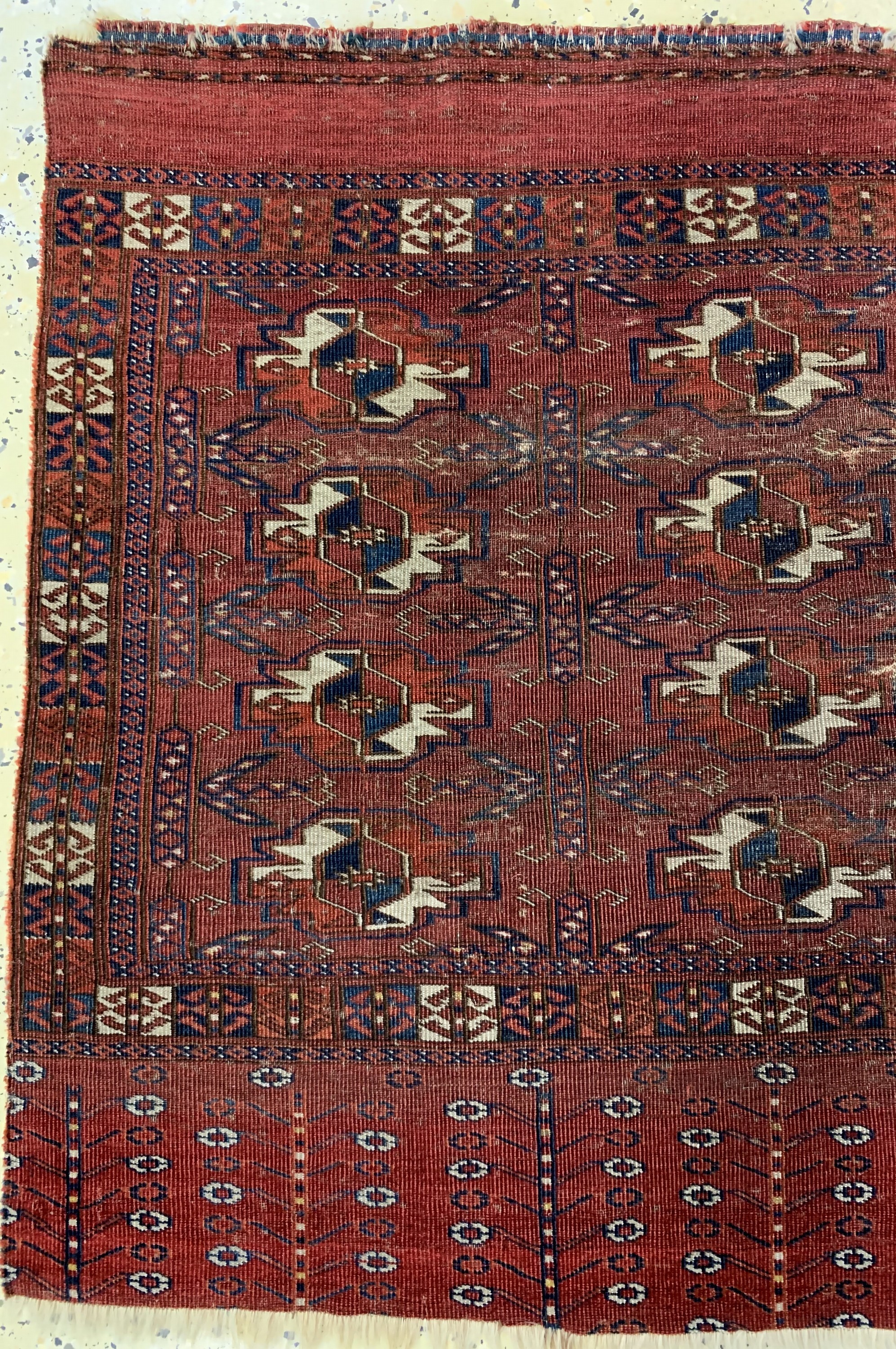 Detail e: 2 Lots Tekke Ak-Tschowal &, Tekke Tschowal Turkmenistan, 19.Jhd, Wolle auf Wolle, ca. 119x 66 cm, EHZ: 3-4