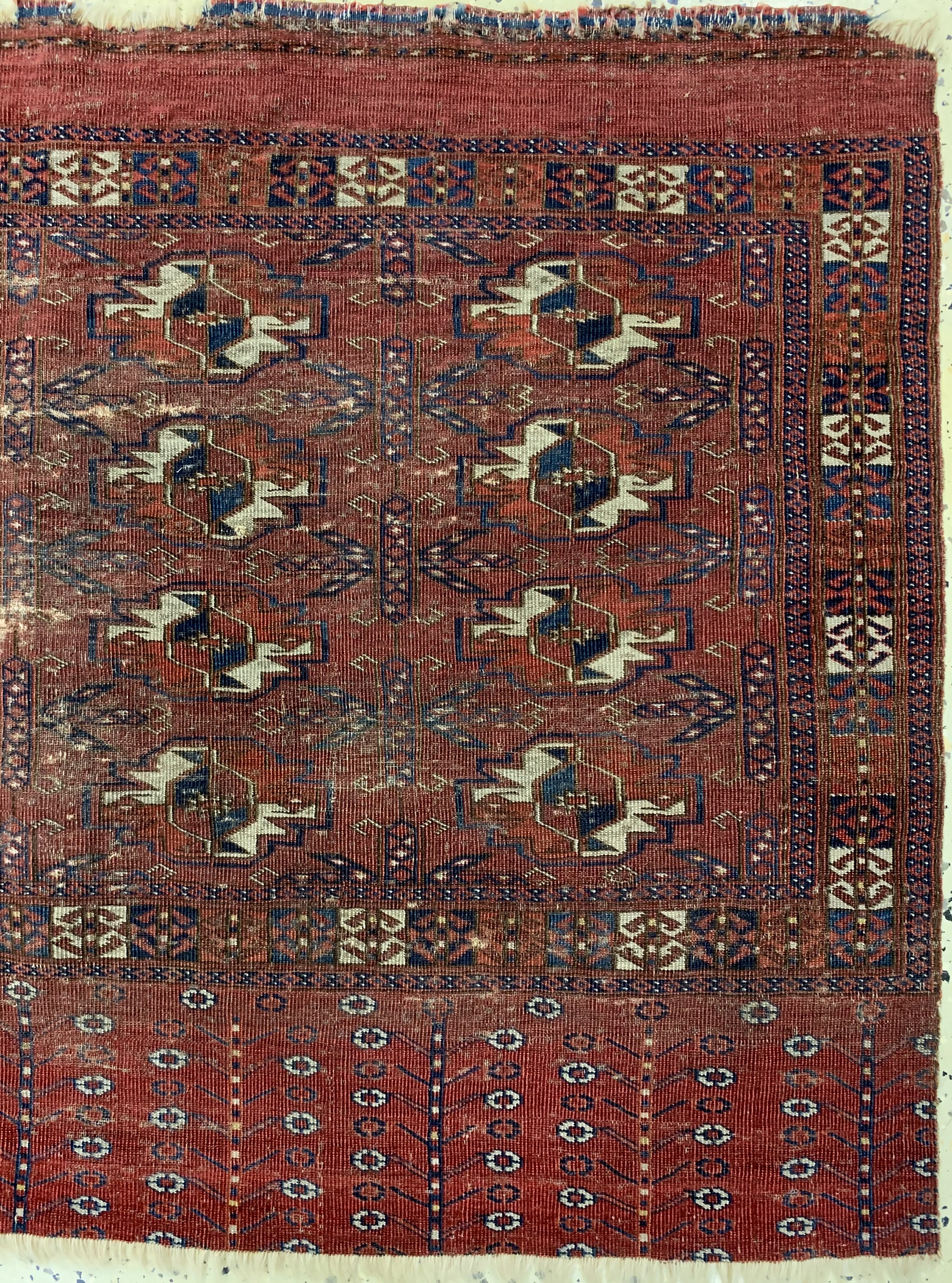Detail f: 2 Lots Tekke Ak-Tschowal &, Tekke Tschowal Turkmenistan, 19.Jhd, Wolle auf Wolle, ca. 119x 66 cm, EHZ: 3-4
