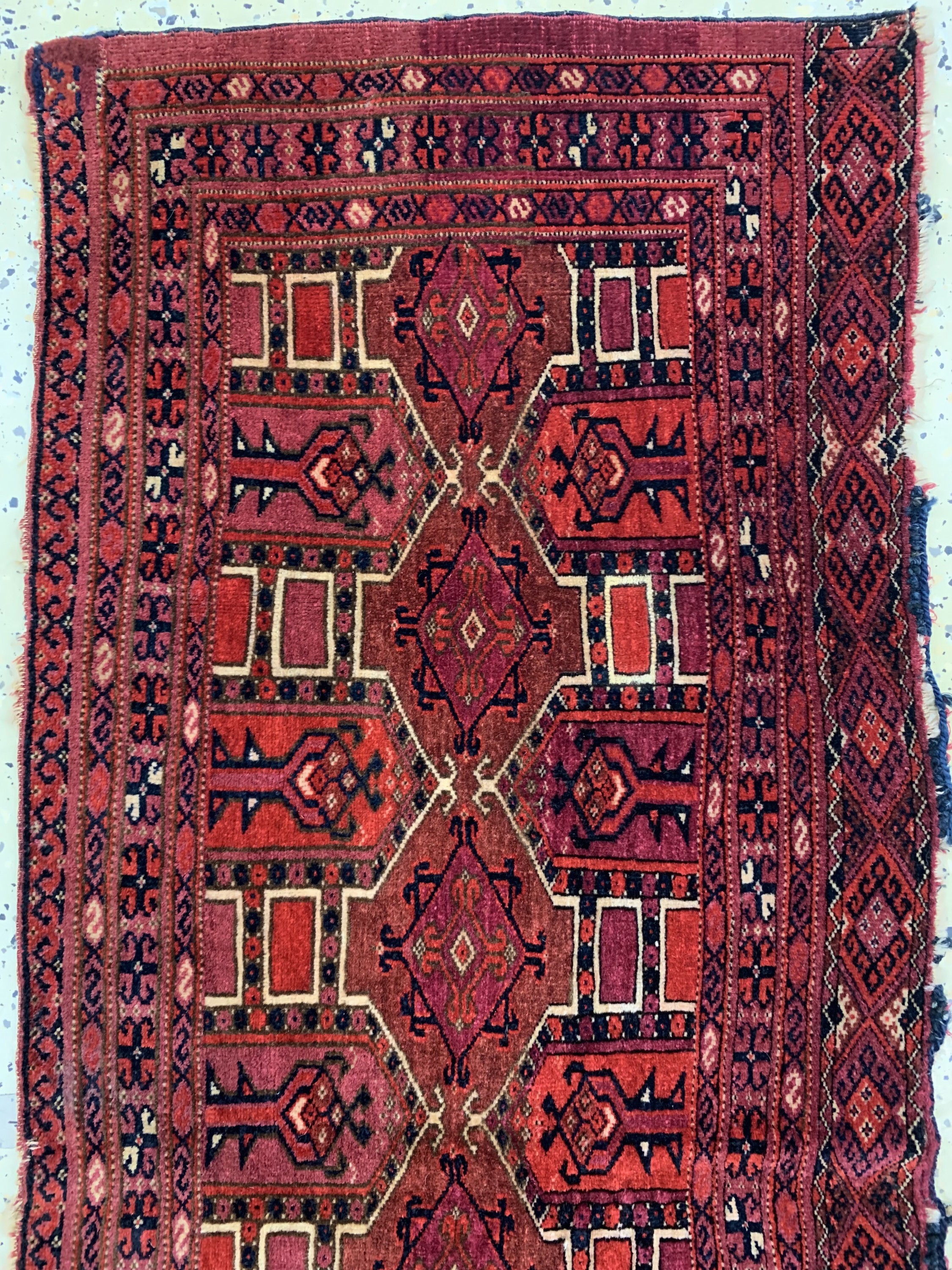 Detail d: 2 Lots Tekke Torba, Turkmenistan, 19.Jhd, Wolle auf Wolle, ca. 126 x 50 cm, EHZ: 3-4