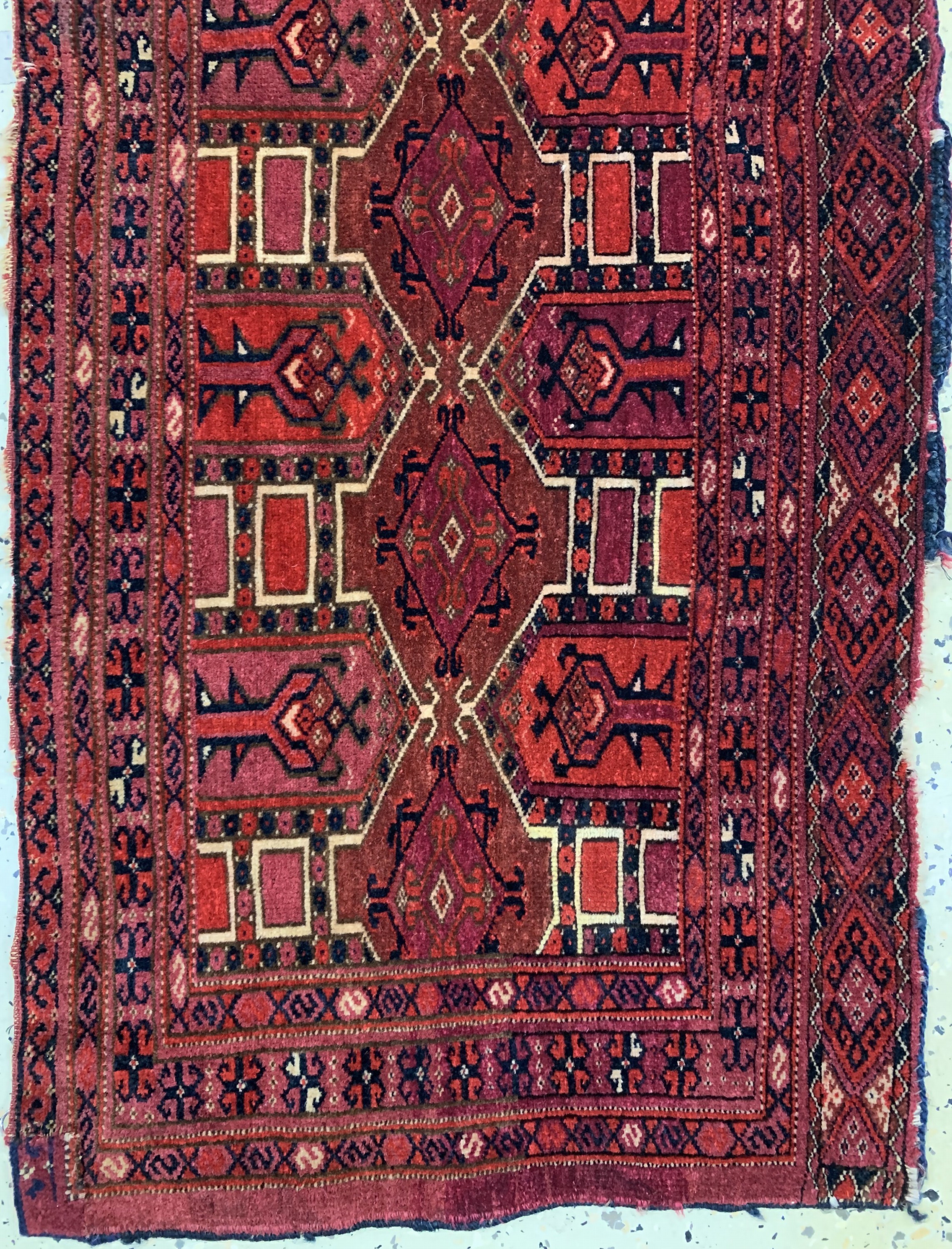 Detail e: 2 Lots Tekke Torba, Turkmenistan, 19.Jhd, Wolle auf Wolle, ca. 126 x 50 cm, EHZ: 3-4