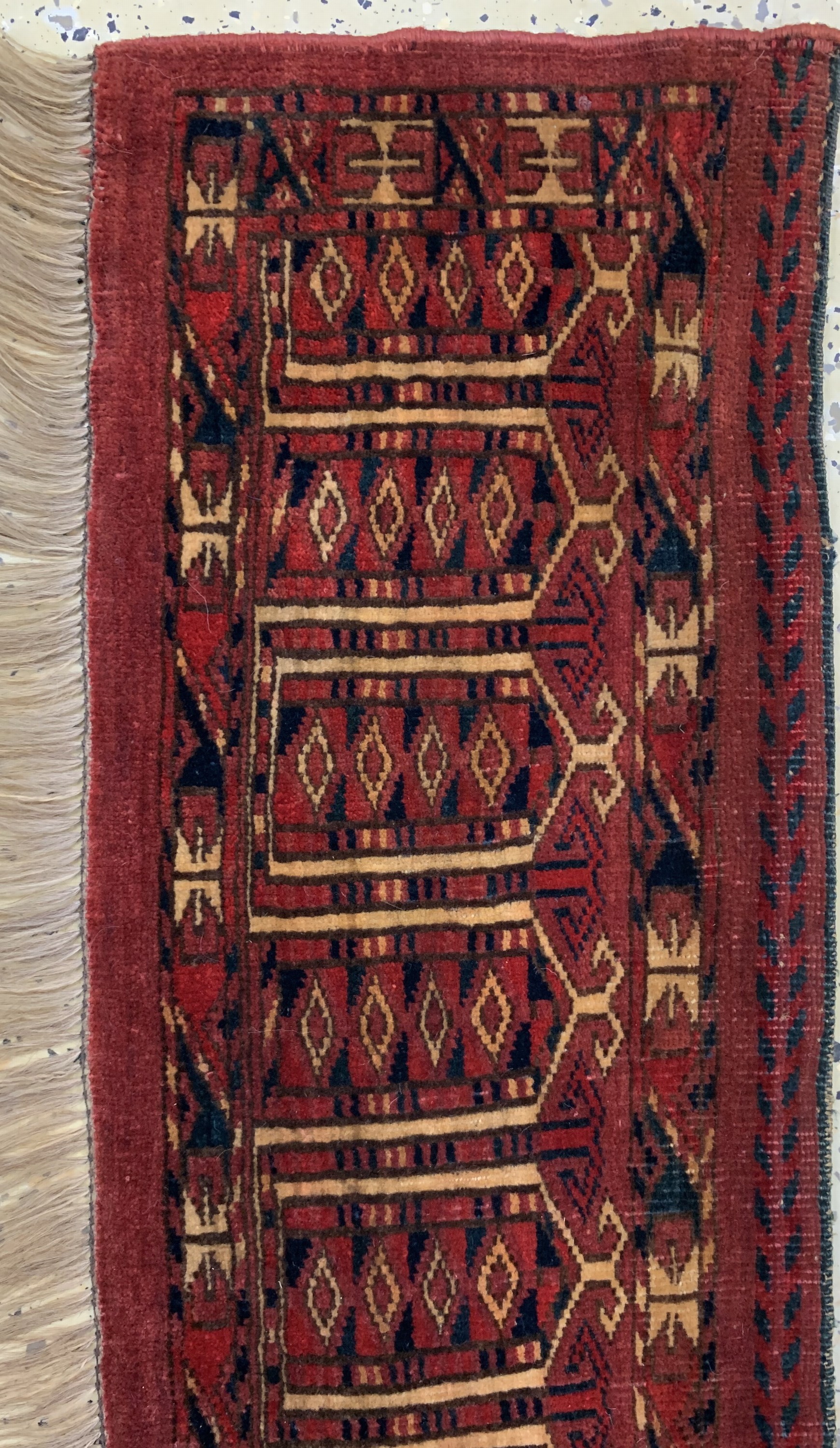 Detail d: 2 Lots Tekke & Kizil-Ayak, Torba Turkmenistan, 19.Jhd, Wolle auf Wolle, ca. 126x 29 cm, EHZ: 2-3