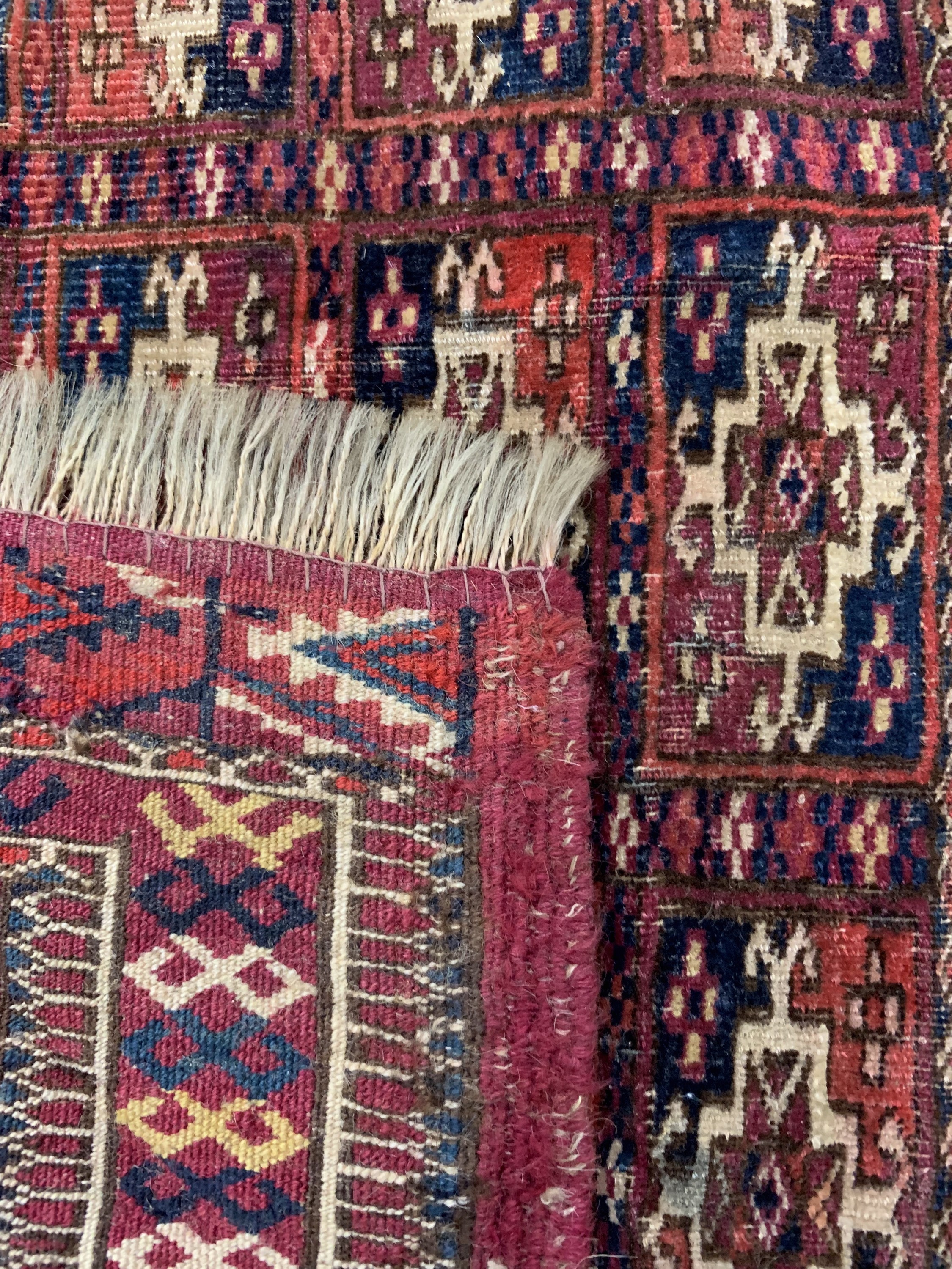 Detail d: 3 Lots Taschenfronten, Turkmenistan, 19.Jhd, Wolle auf Wolle, ca. 52 x 44 cm, EHZ: 3