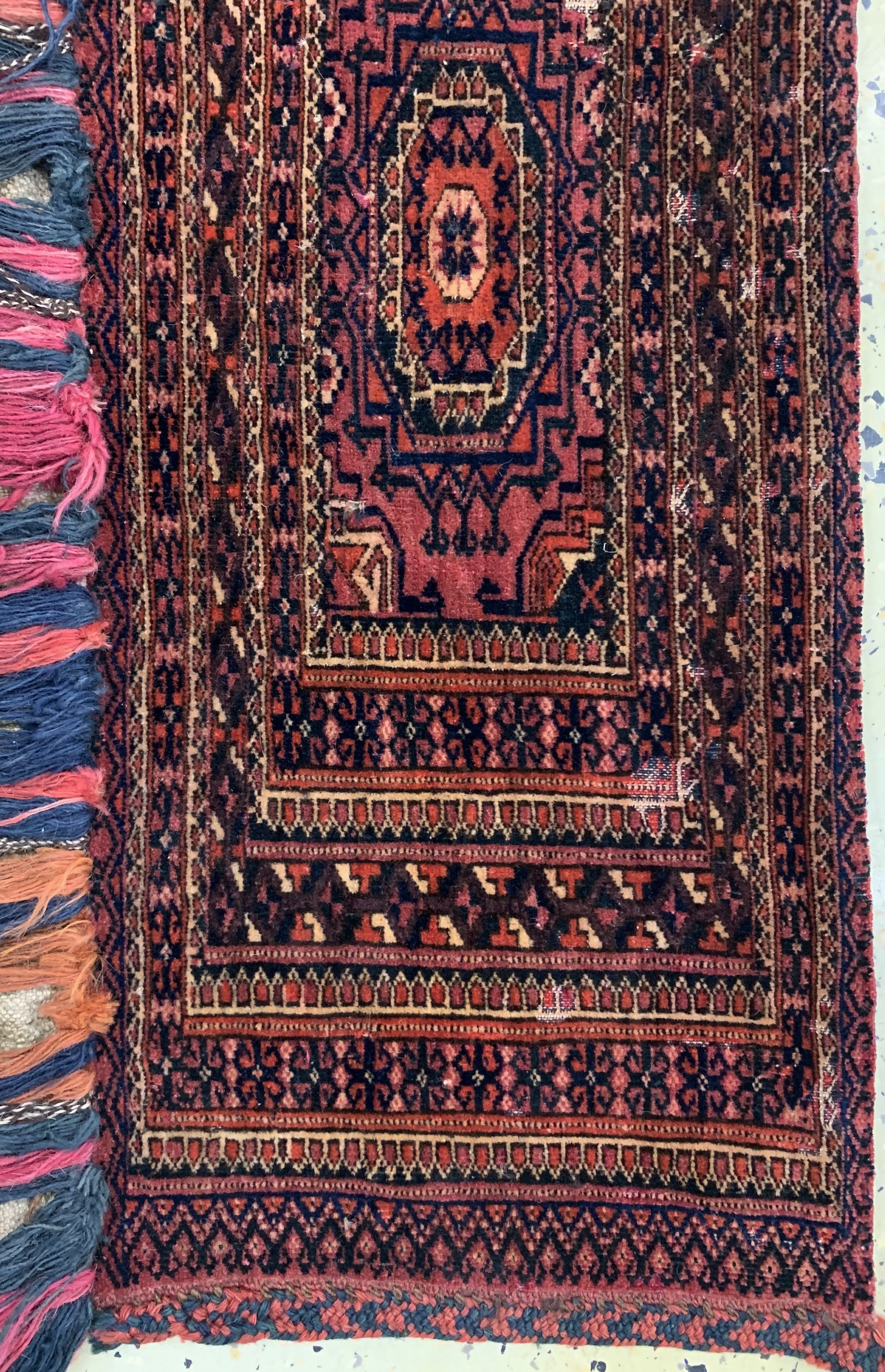 Detail e: 3 Lots antiker Torba, Turkmenistan, 19.Jhd,Wolle auf Wolle, ca. 117 x 37 cm, eine mit Mottenfra?, EHZ: 2