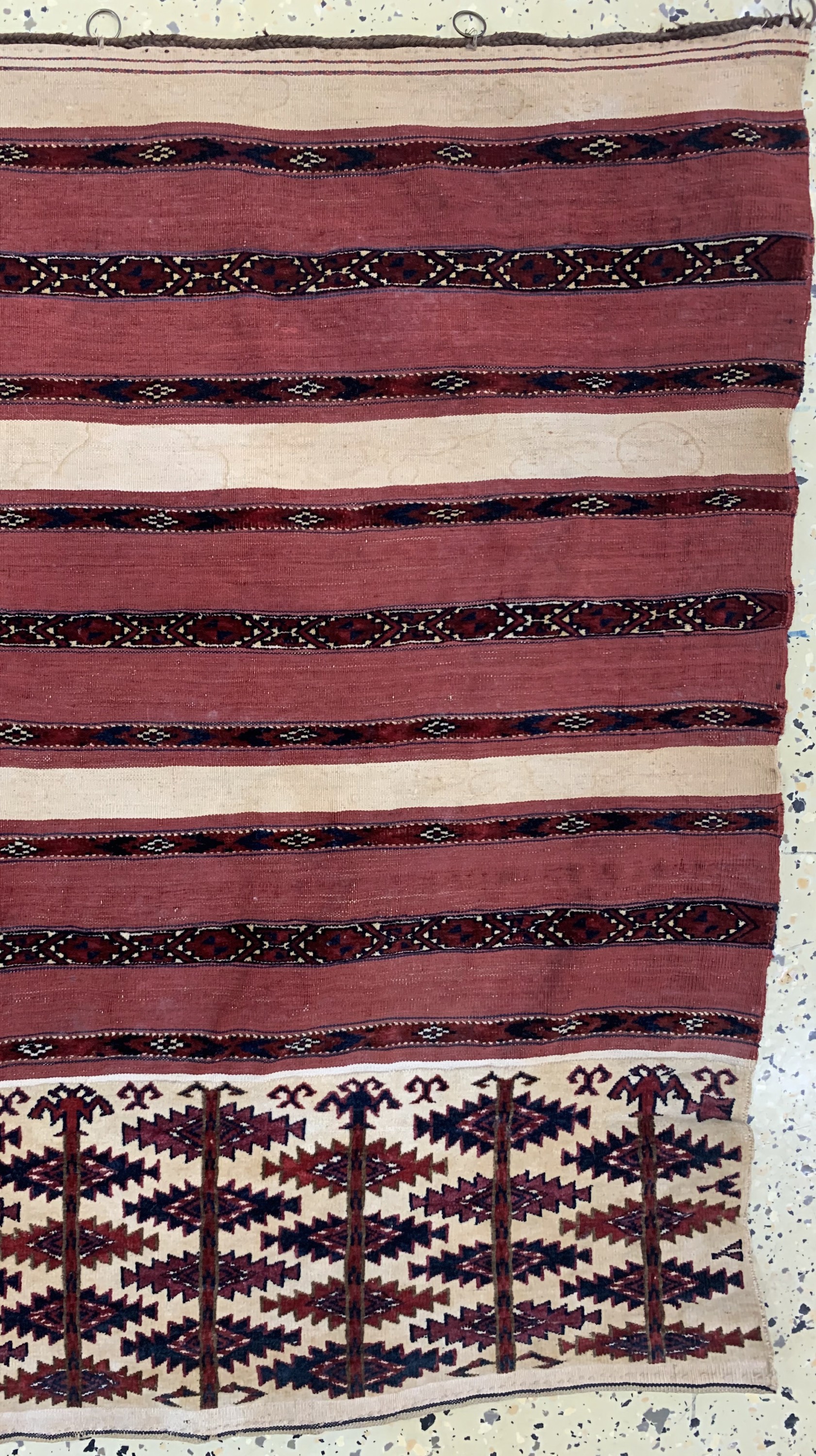Detail a: Antiker Tekke"Ak-Tschowal", Sehr fein Turkmenistan, Ende 19.Jhd, Wolle auf Wolle, ca. 118 x 79 cm, EHZ: 2-3