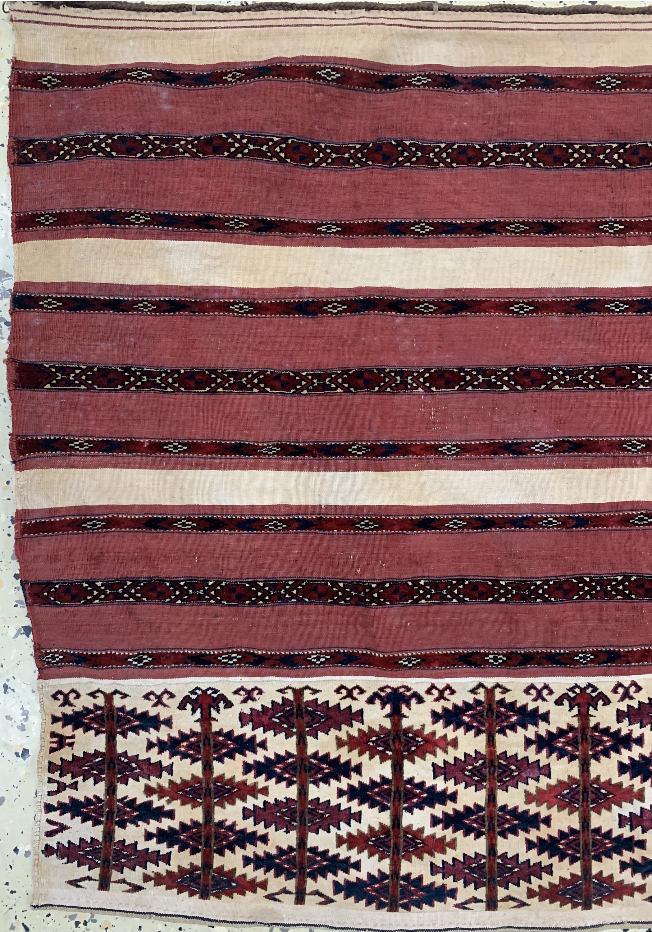 Detail c: Antiker Tekke"Ak-Tschowal", Sehr fein Turkmenistan, Ende 19.Jhd, Wolle auf Wolle, ca. 118 x 79 cm, EHZ: 2-3