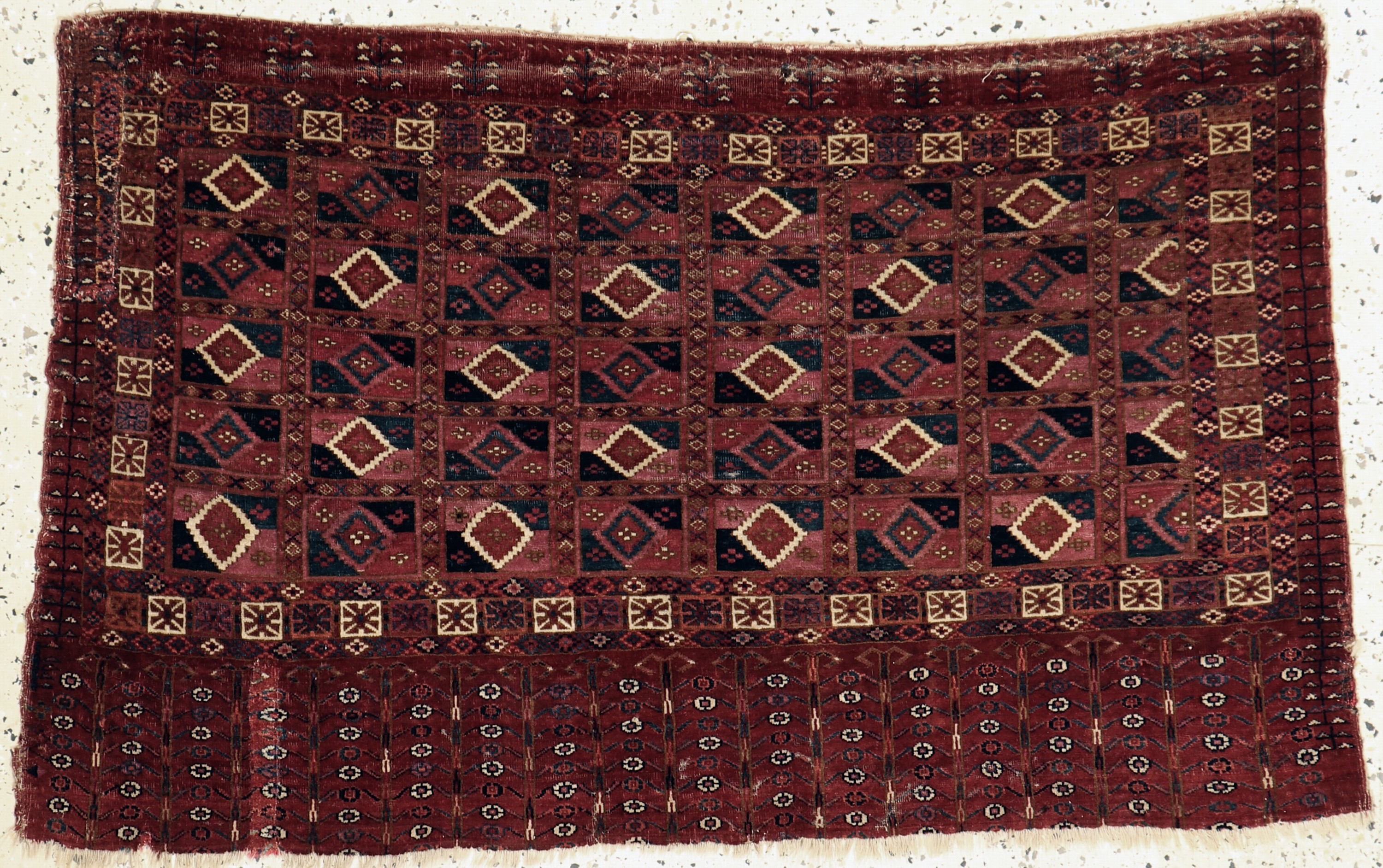 Antiker Tekke Tschowal, Turkmenistan, 19.Jhd, Wolle auf Wolle, ca. 114 x 70 cm, EHZ:3, (alter Restaurierung)