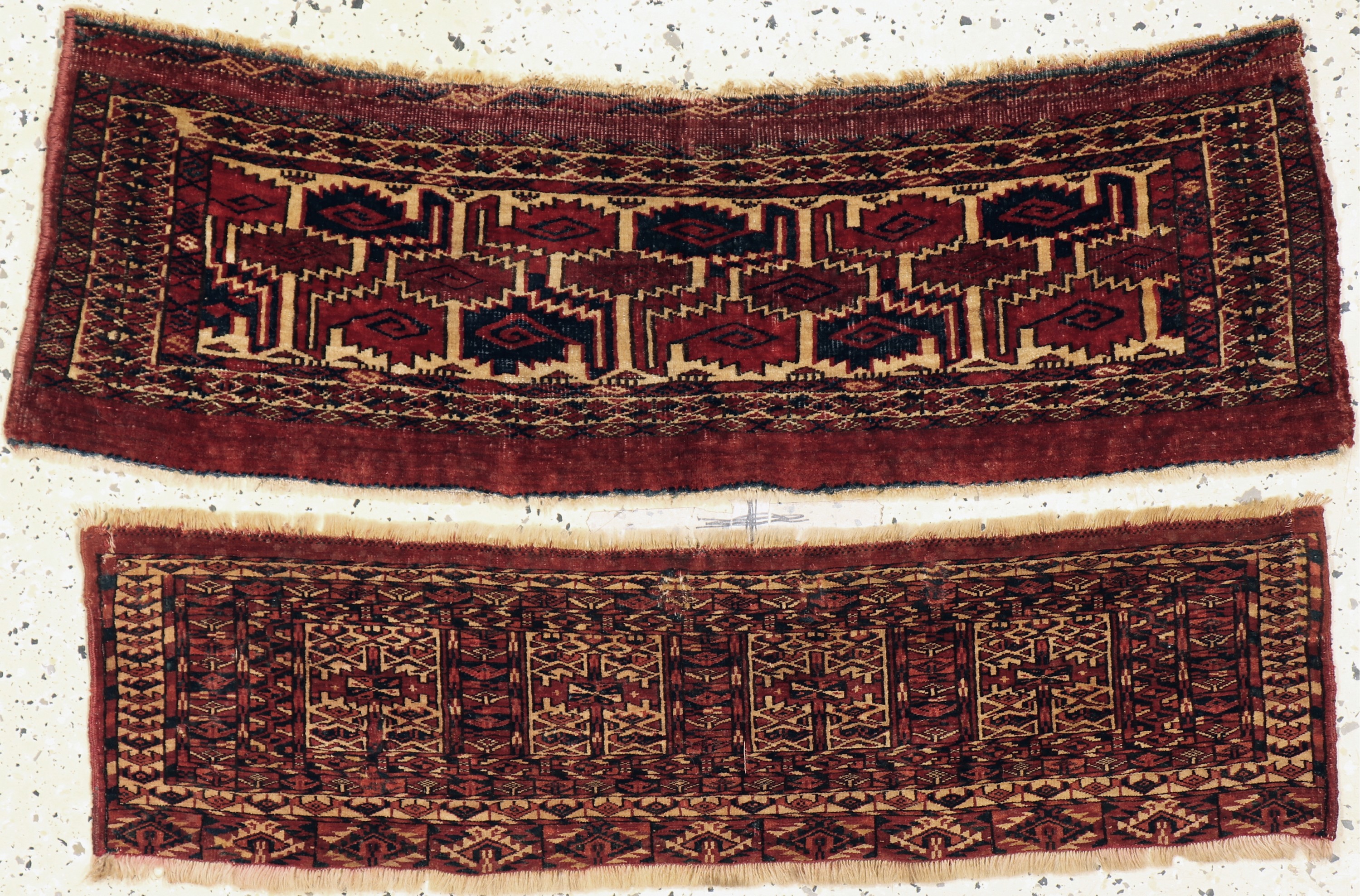 2 Lots Tekke & Yomud Torba, Turkmenistan, 19.Jhd, Wolle auf Wolle, ca. 97 x 32 cm, EHZ: 3, (alte Reparaturen).