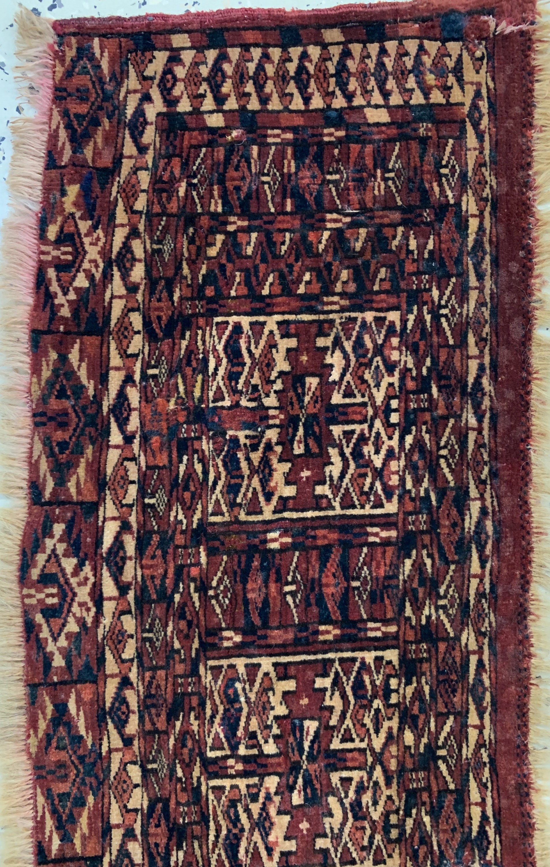 Detail a: 2 Lots Tekke & Yomud Torba, Turkmenistan, 19.Jhd, Wolle auf Wolle, ca. 97 x 32 cm, EHZ: 3, (alte Reparaturen).