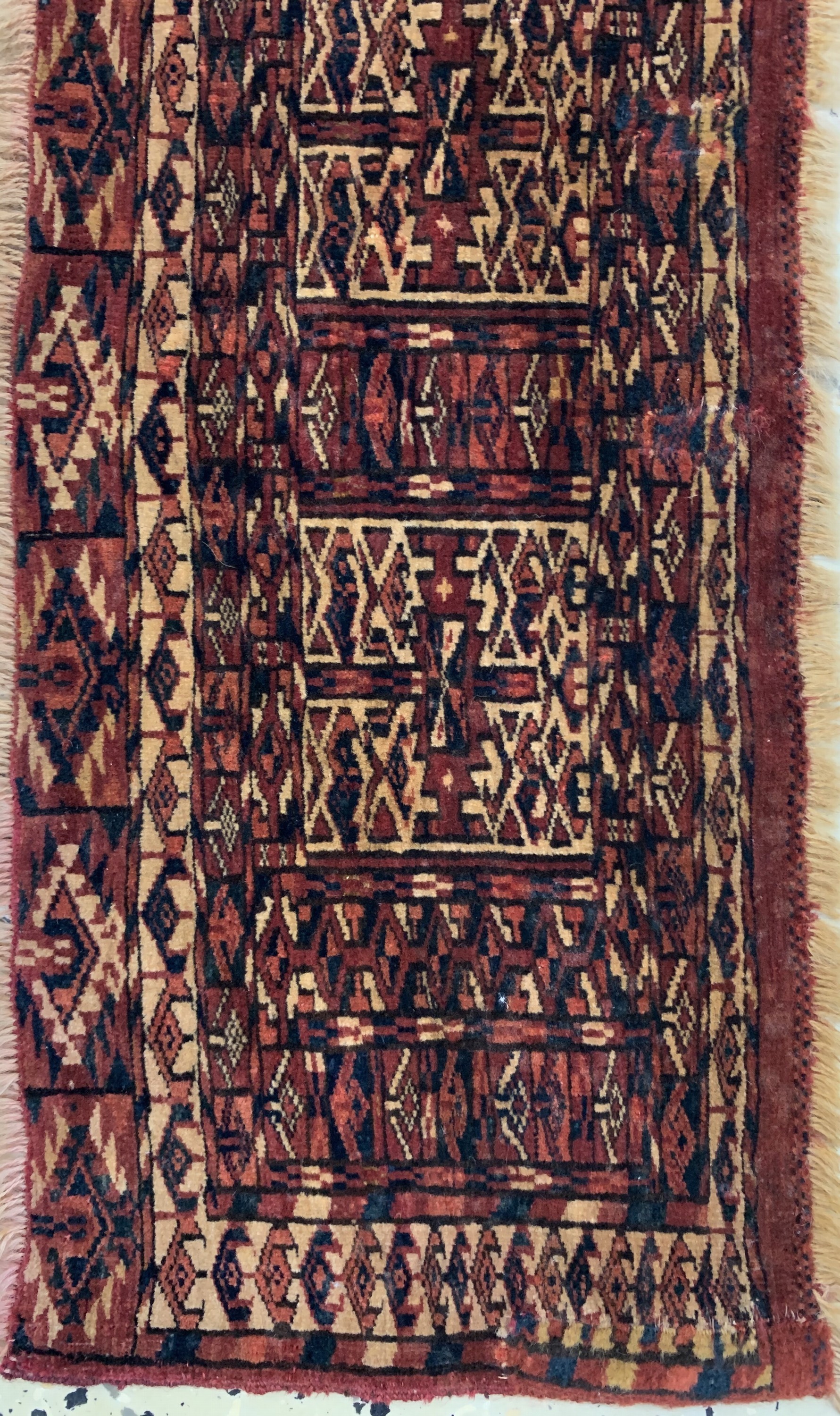 Detail b: 2 Lots Tekke & Yomud Torba, Turkmenistan, 19.Jhd, Wolle auf Wolle, ca. 97 x 32 cm, EHZ: 3, (alte Reparaturen).