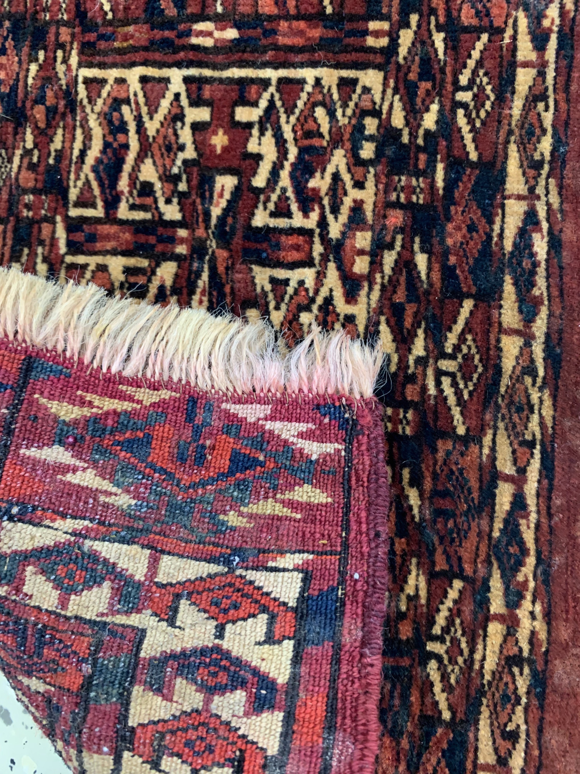 Detail c: 2 Lots Tekke & Yomud Torba, Turkmenistan, 19.Jhd, Wolle auf Wolle, ca. 97 x 32 cm, EHZ: 3, (alte Reparaturen).