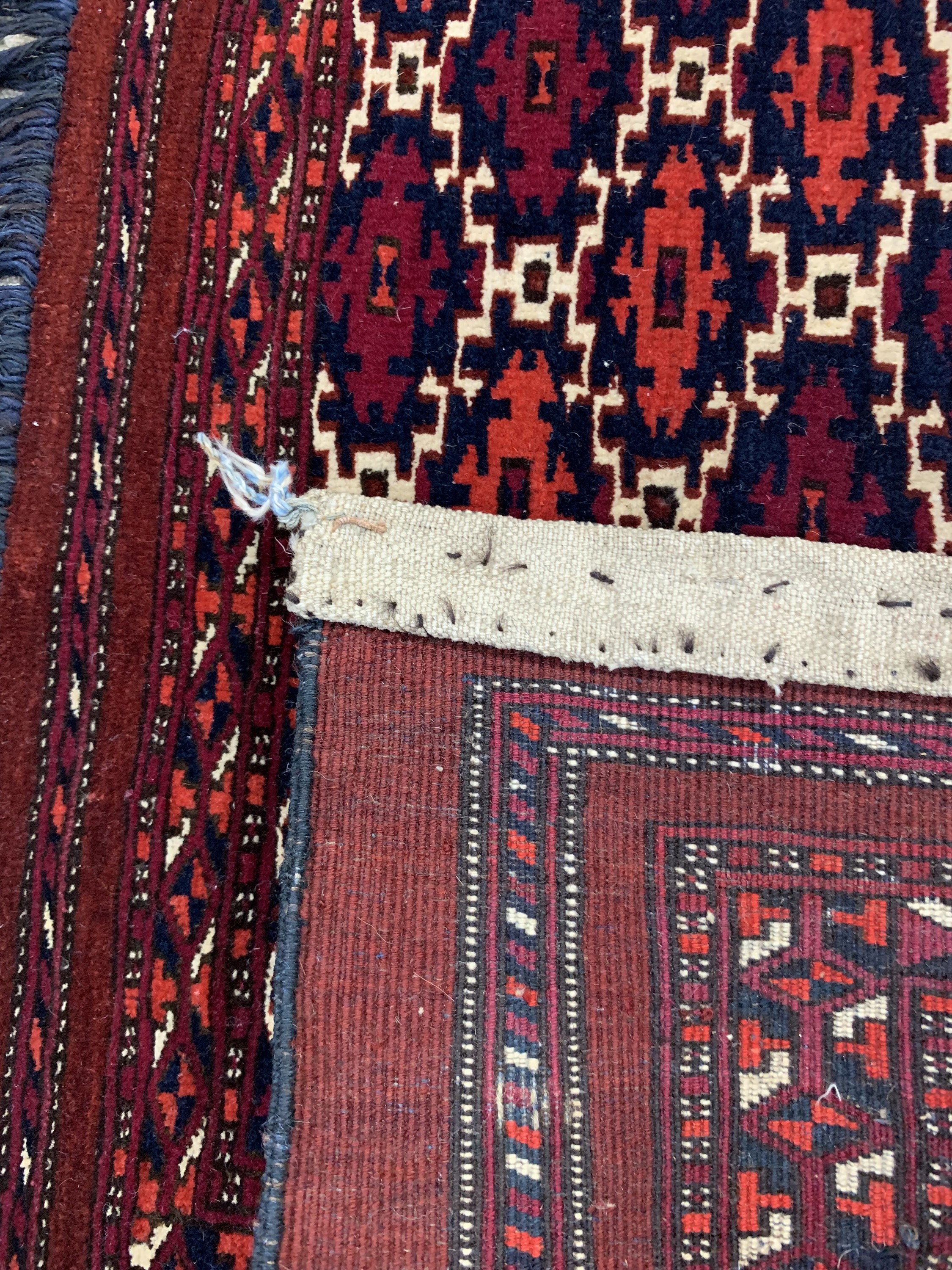Detail c: Antiker Saryk-Jollar, Turkmenistan, 19.Jhd,Wolle auf Wolle, ca. 115 x 40 cm, EHZ: 2