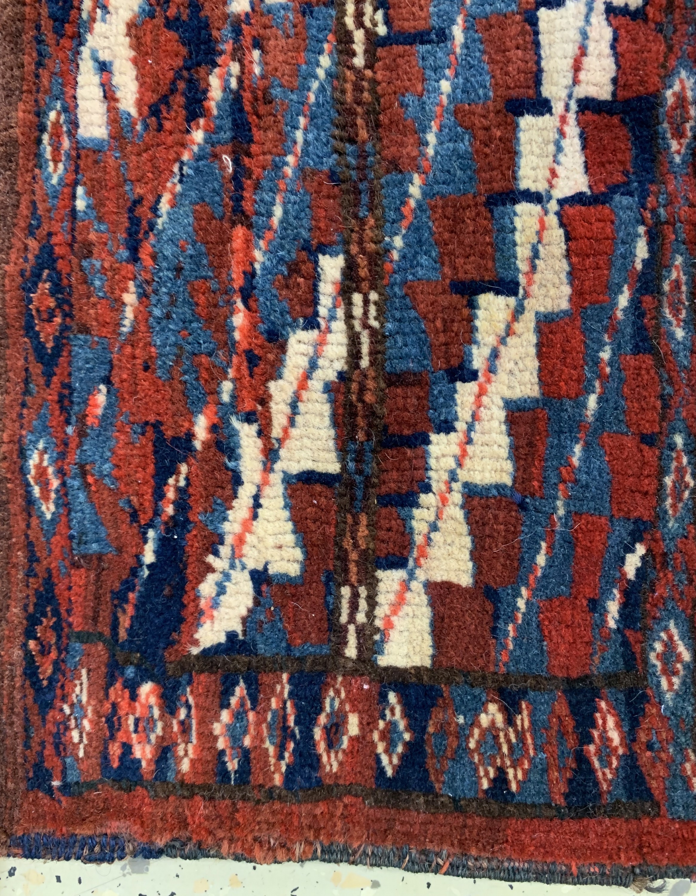 Detail b: Antiker Yomud"Spindeltasche", Turkmenistan,19.Jhd, Wolle auf Wolle, ca. 49 x 26 cm, EHZ: 2-3