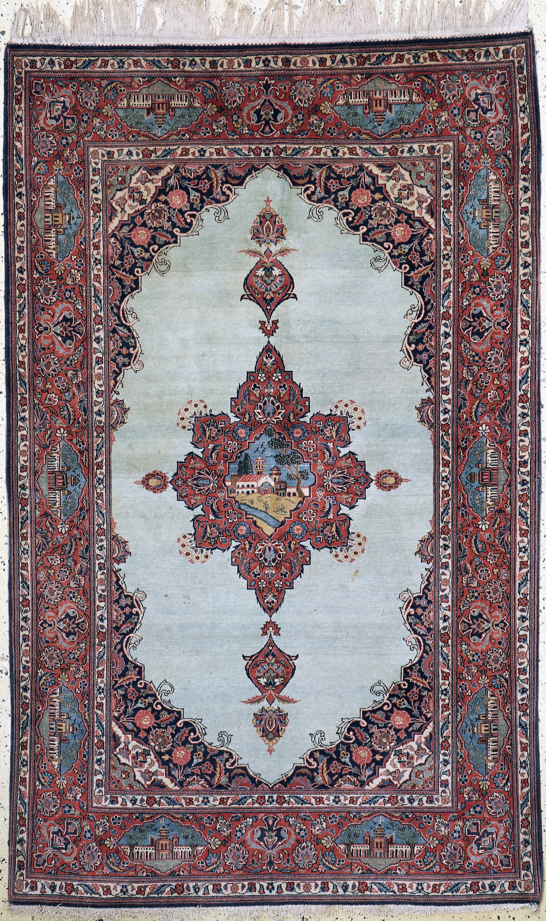 Keschan Kork fein, Persien, Anfang 20.Jhd, Korkwolle auf Baumwolle, ca. 204 x 127 cm, Reinigungsbedürftig, EHZ: 2-3
