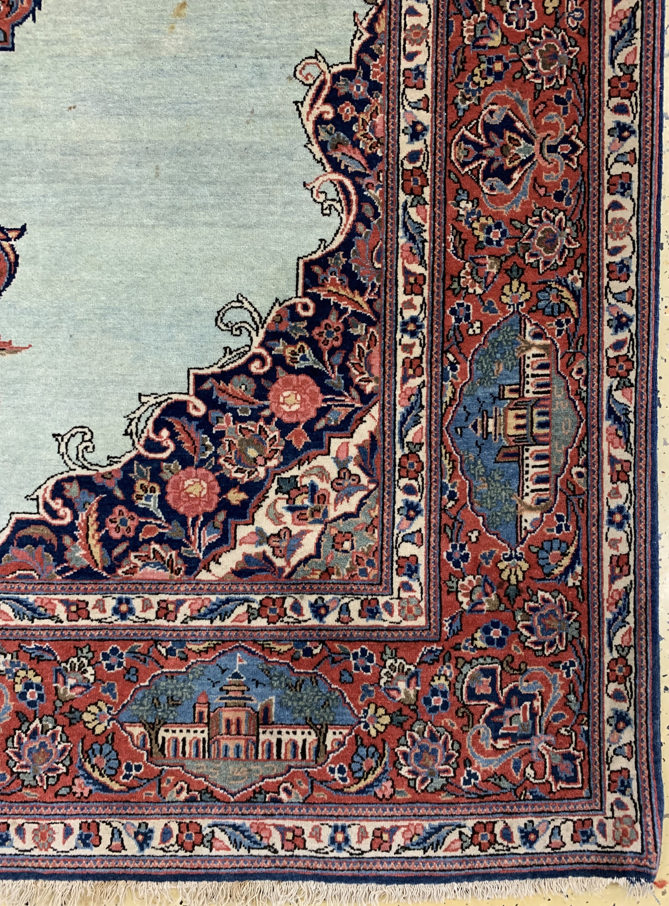 Detail a: Keschan Kork fein, Persien, Anfang 20.Jhd, Korkwolle auf Baumwolle, ca. 204 x 127 cm, Reinigungsbedürftig, EHZ: 2-3